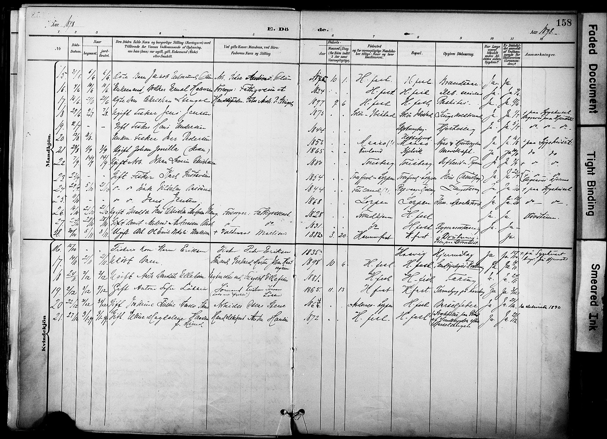 Hammerfest sokneprestkontor, SATØ/S-1347/H/Ha/L0010.kirke: Parish register (official) no. 10, 1898-1905, p. 158