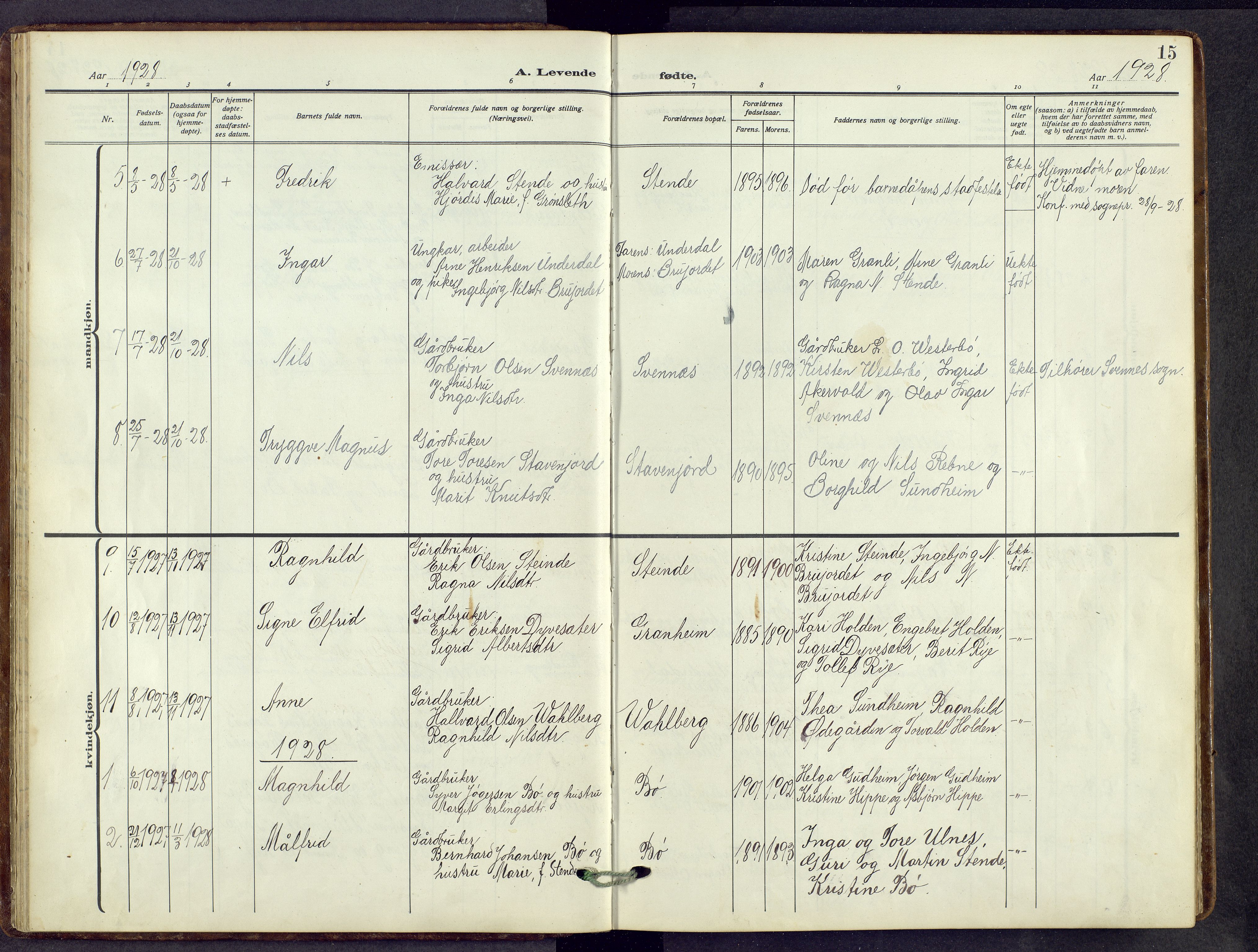 Nord-Aurdal prestekontor, AV/SAH-PREST-132/H/Ha/Hab/L0014: Parish register (copy) no. 14, 1917-1953, p. 15