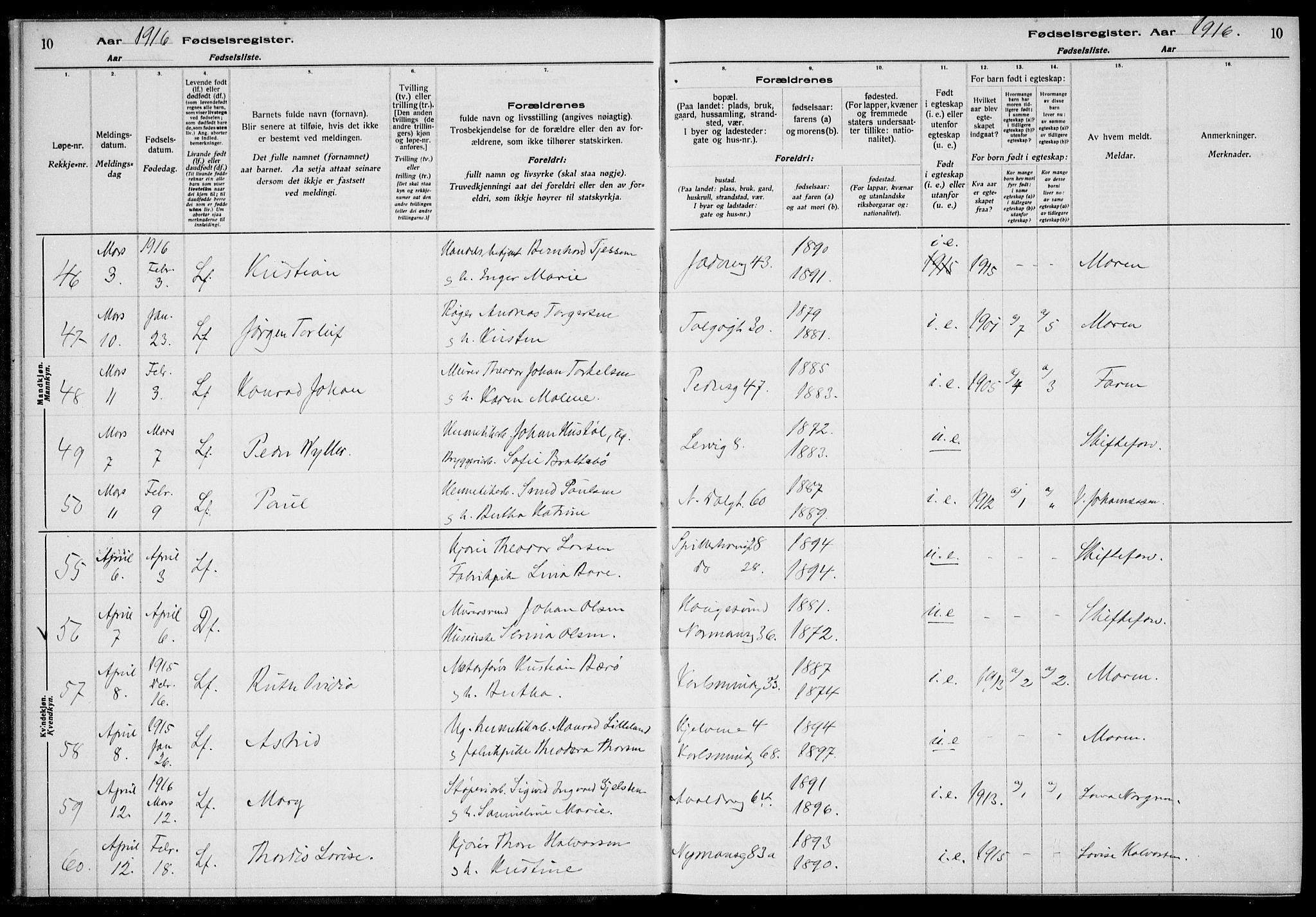St. Johannes sokneprestkontor, AV/SAST-A-101814/002/A/L0001: Birth register no. 1, 1916-1919, p. 10