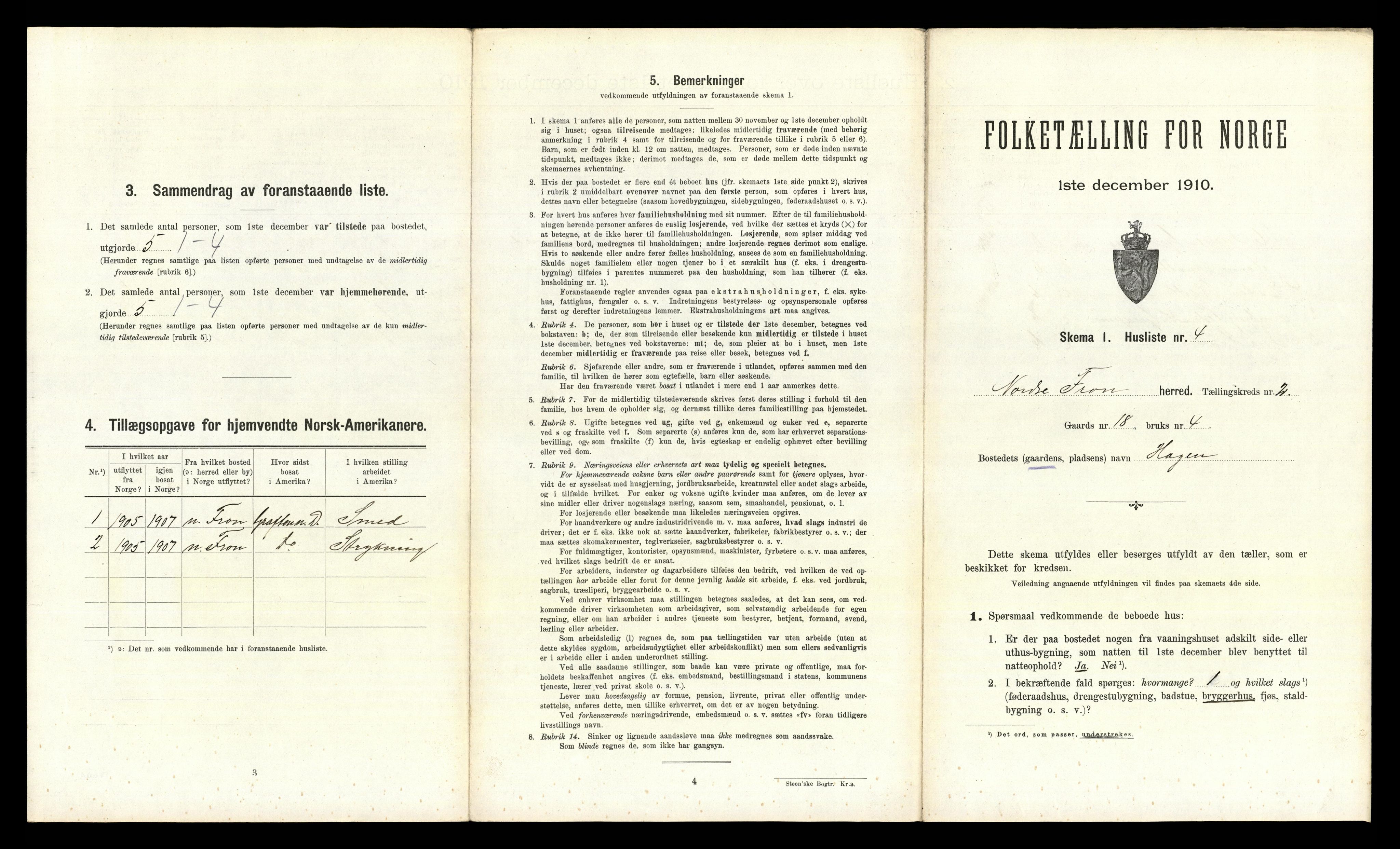 RA, 1910 census for Nord-Fron, 1910, p. 204