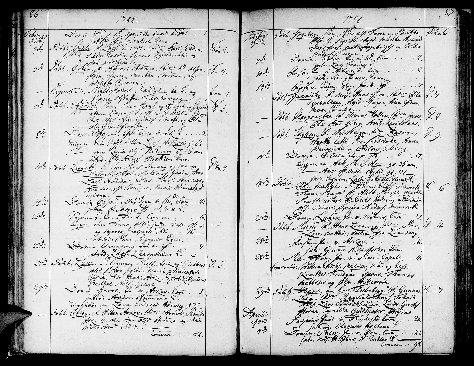 Askvoll sokneprestembete, AV/SAB-A-79501/H/Haa/Haaa/L0009: Parish register (official) no. A 9, 1776-1821, p. 86-87