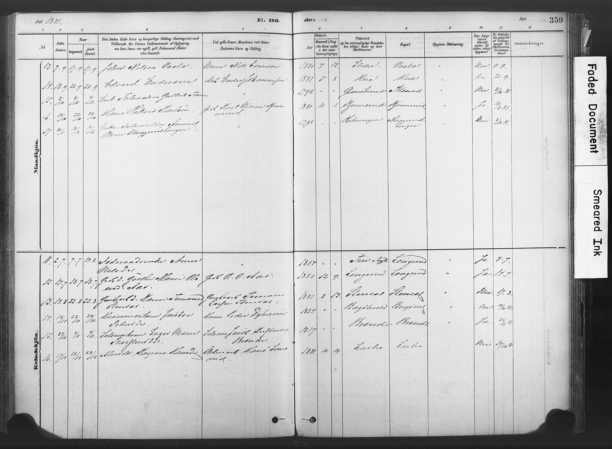 Sandsvær kirkebøker, AV/SAKO-A-244/F/Fd/L0001: Parish register (official) no. IV 1, 1878-1906, p. 359