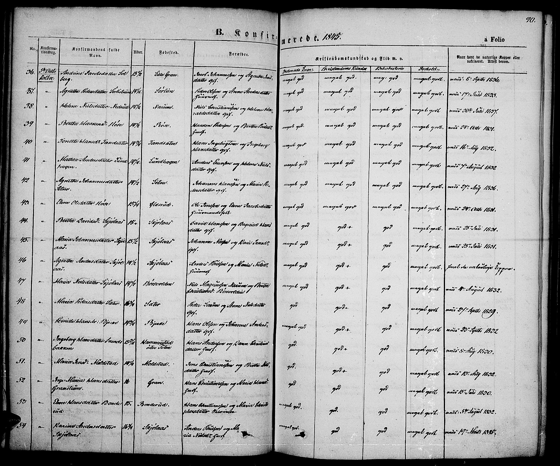 Vestre Toten prestekontor, SAH/PREST-108/H/Ha/Haa/L0004: Parish register (official) no. 4, 1844-1849, p. 90