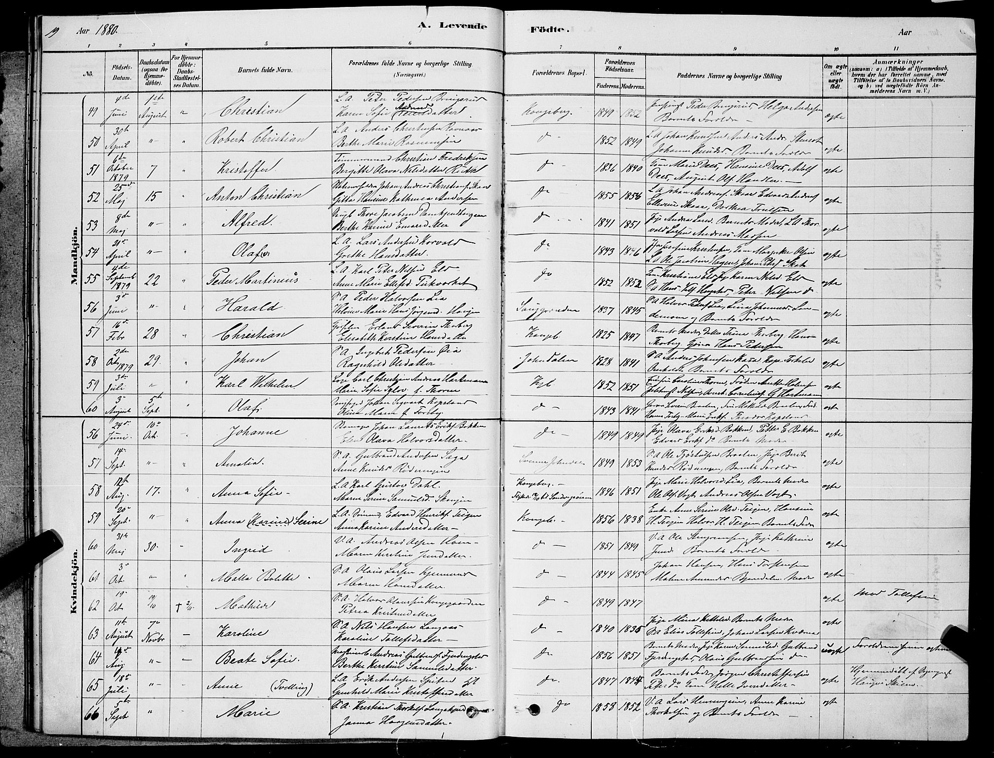 Kongsberg kirkebøker, AV/SAKO-A-22/G/Ga/L0005: Parish register (copy) no. 5, 1878-1889, p. 19