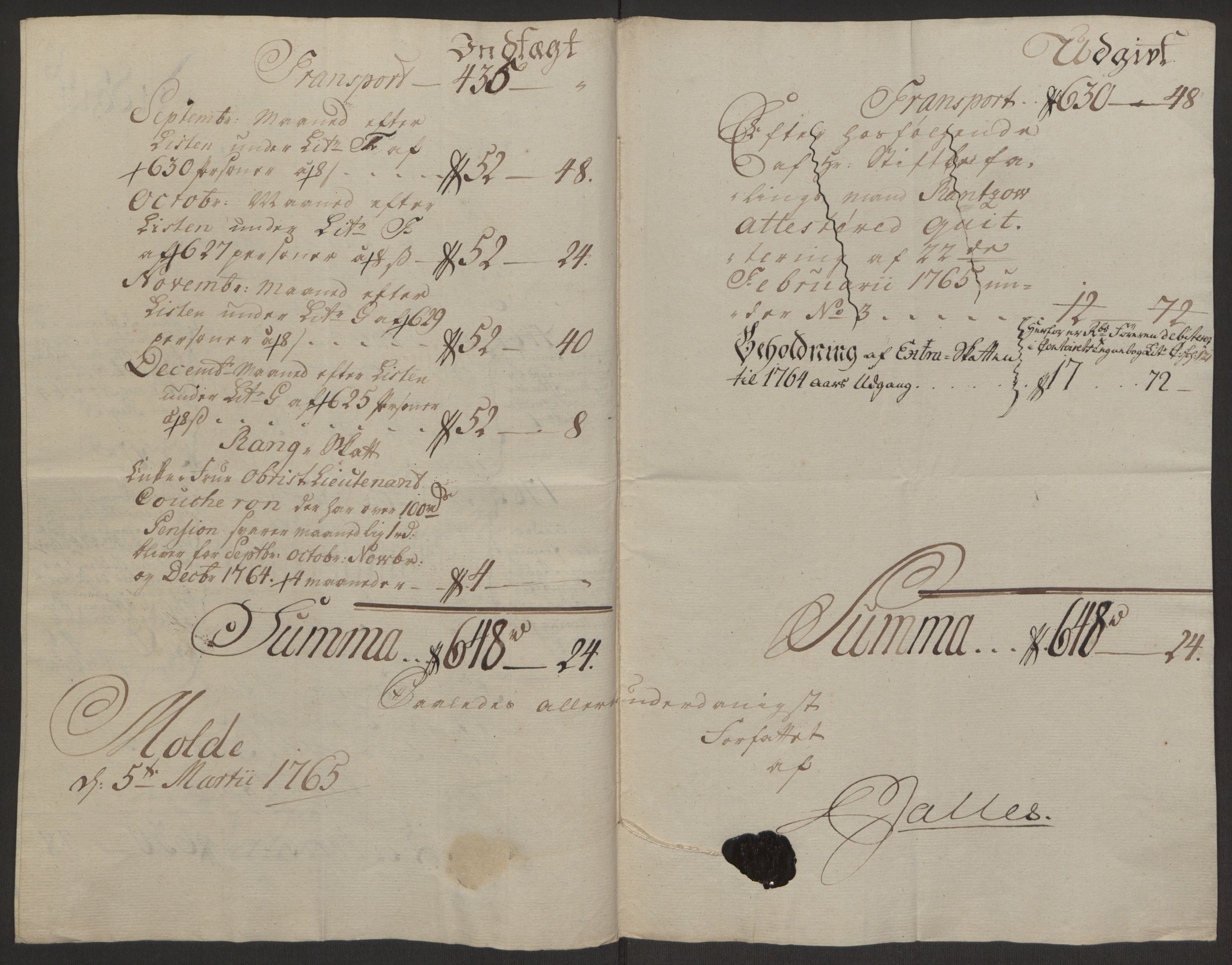 Rentekammeret inntil 1814, Reviderte regnskaper, Byregnskaper, AV/RA-EA-4066/R/Rq/L0487/0004: [Q1] Kontribusjonsregnskap / Ekstraskatt, 1762-1772, p. 67