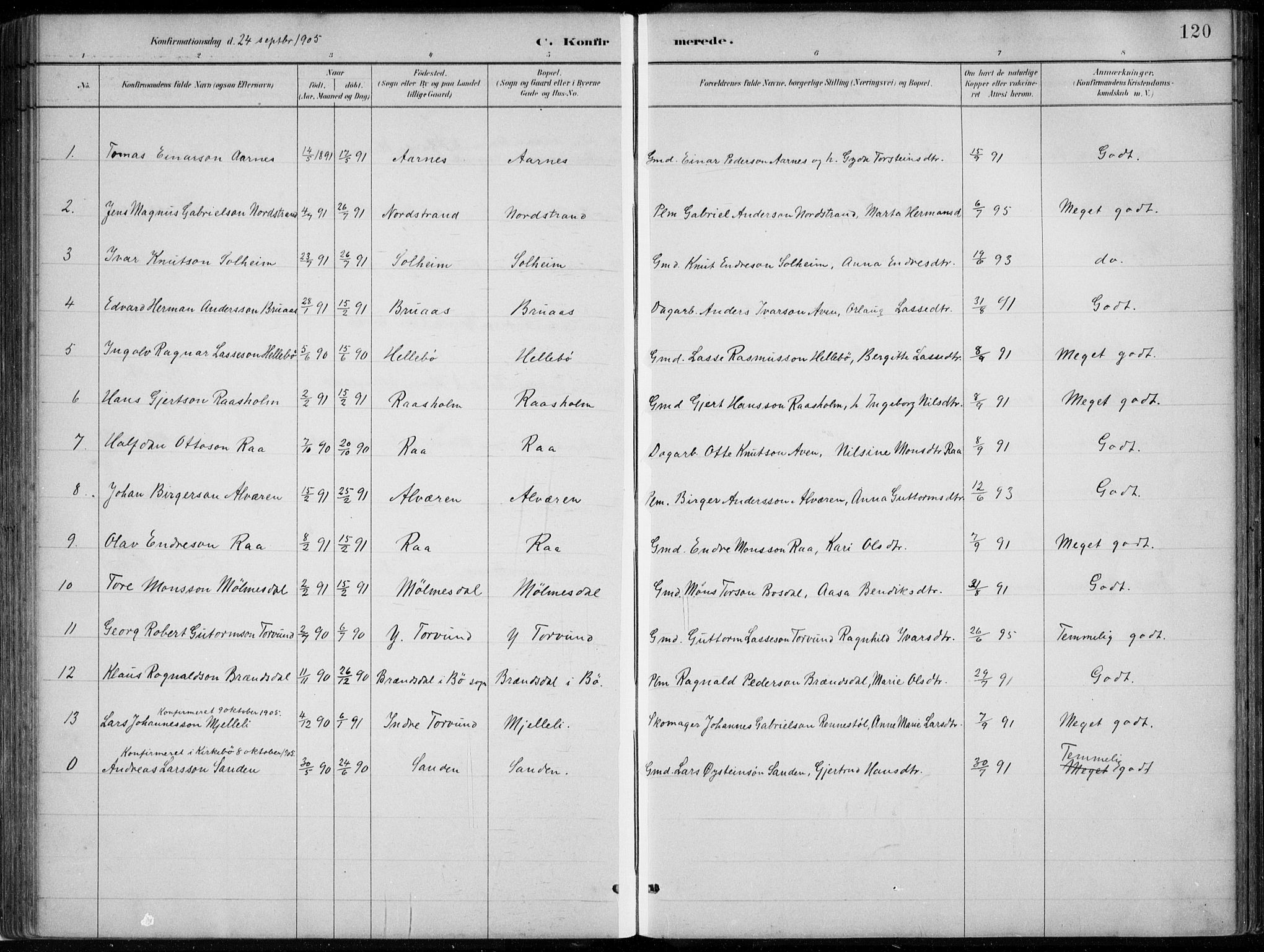 Lavik sokneprestembete, SAB/A-80901: Parish register (copy) no. A 2, 1882-1910, p. 120