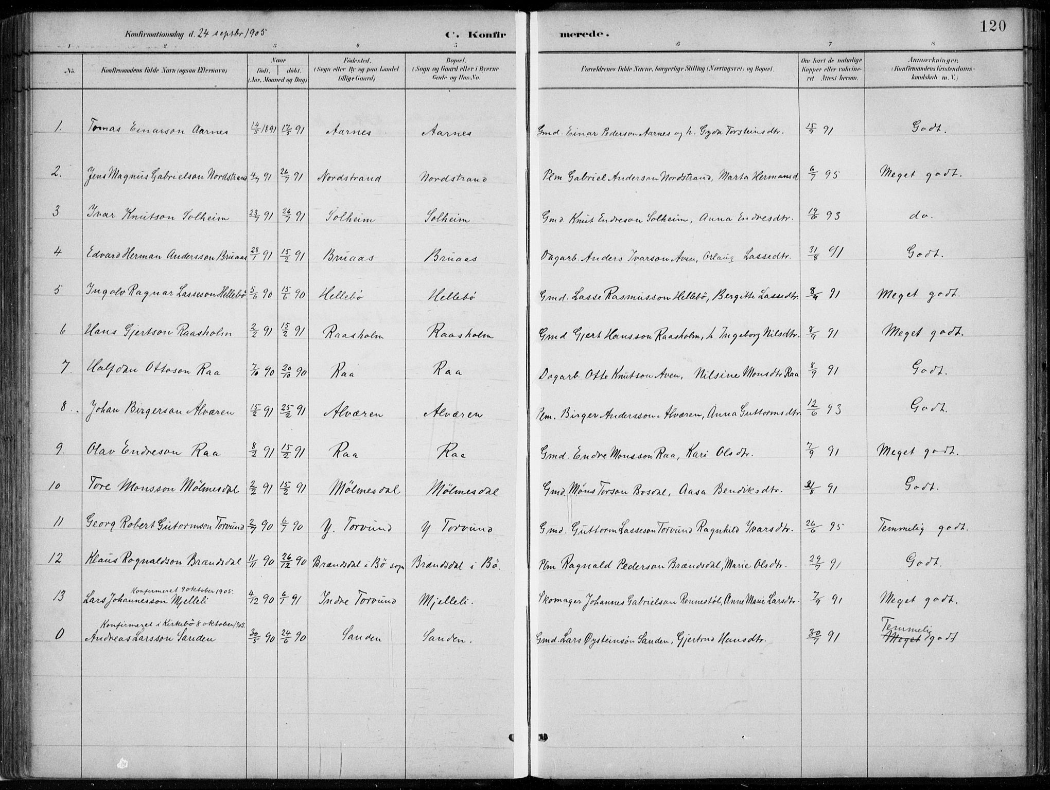Lavik sokneprestembete, AV/SAB-A-80901: Parish register (copy) no. A 2, 1882-1910, p. 120