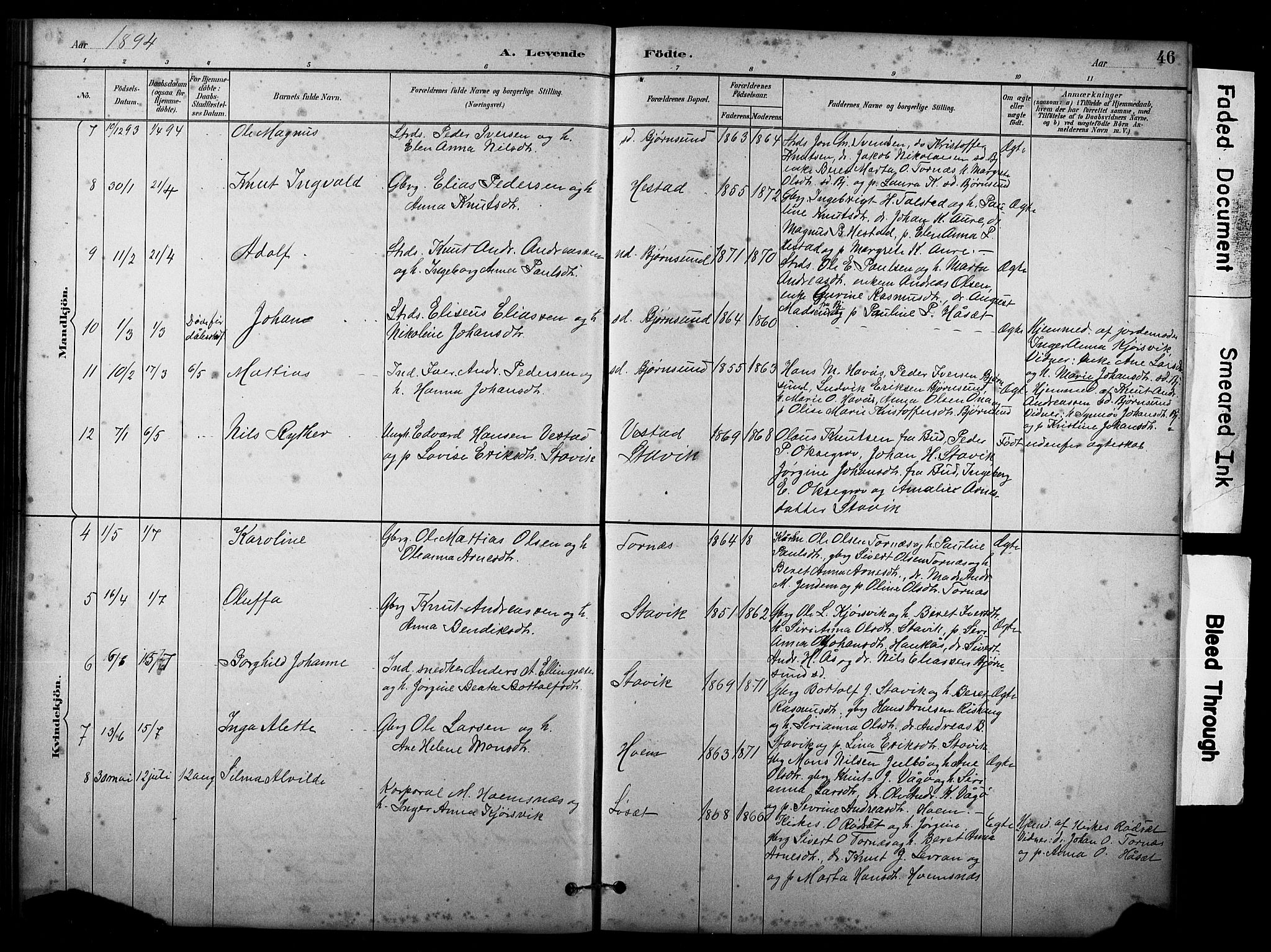 Ministerialprotokoller, klokkerbøker og fødselsregistre - Møre og Romsdal, AV/SAT-A-1454/565/L0755: Parish register (copy) no. 565C04, 1883-1903, p. 46