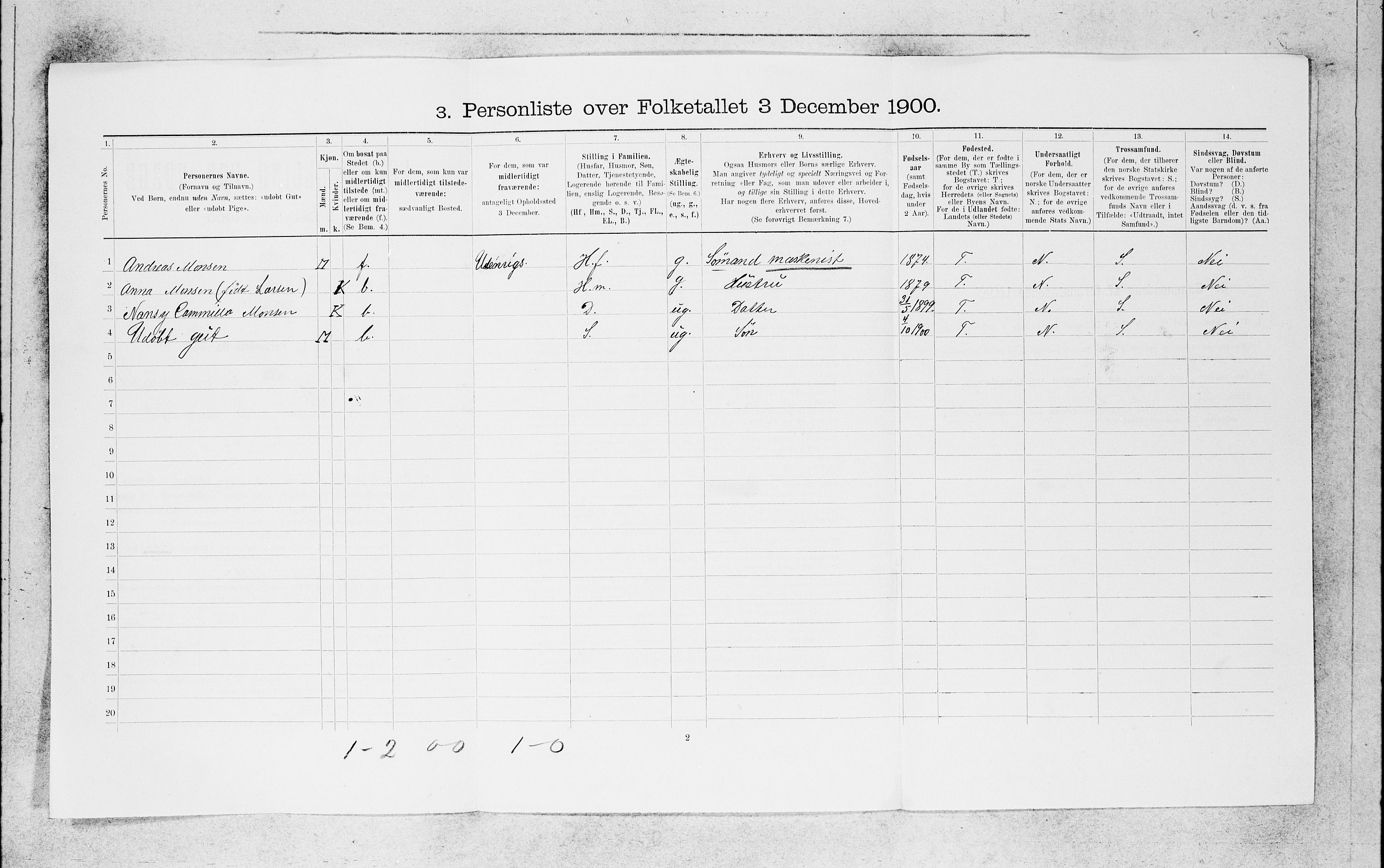 SAB, 1900 census for Bergen, 1900, p. 12949