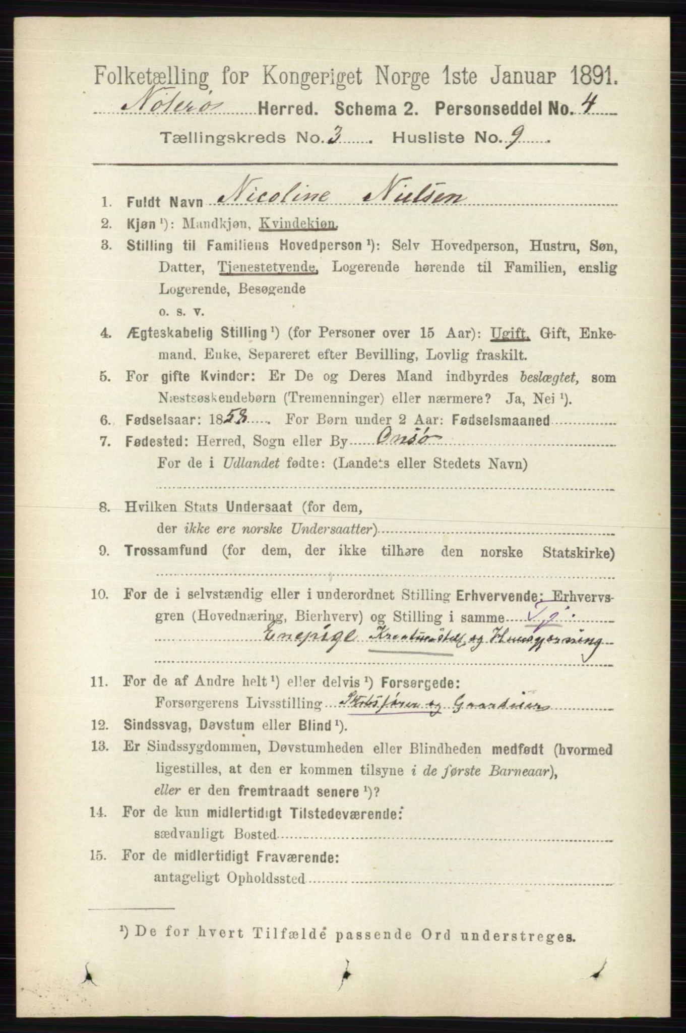 RA, 1891 census for 0722 Nøtterøy, 1891, p. 1592