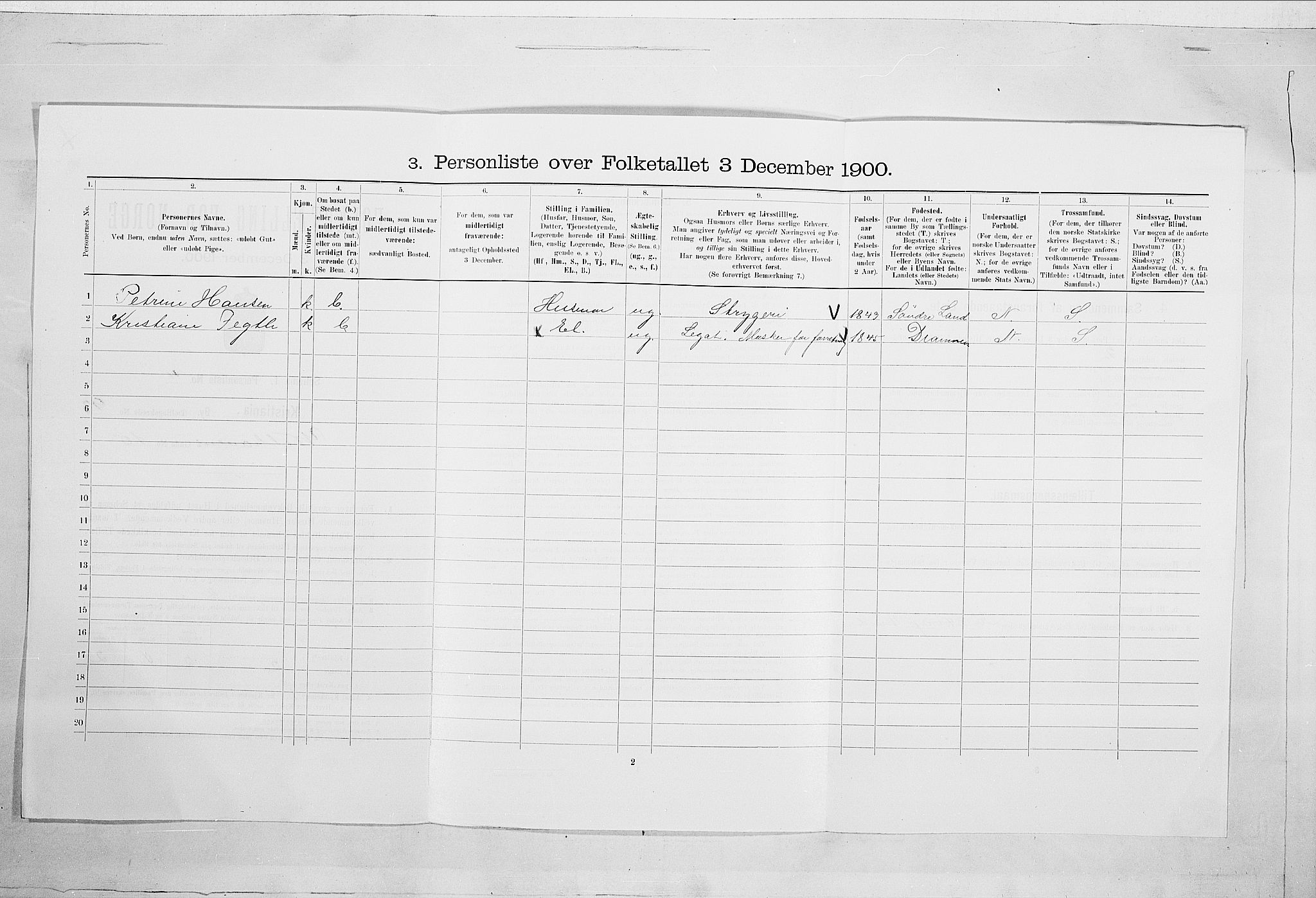 SAO, 1900 census for Kristiania, 1900, p. 111043