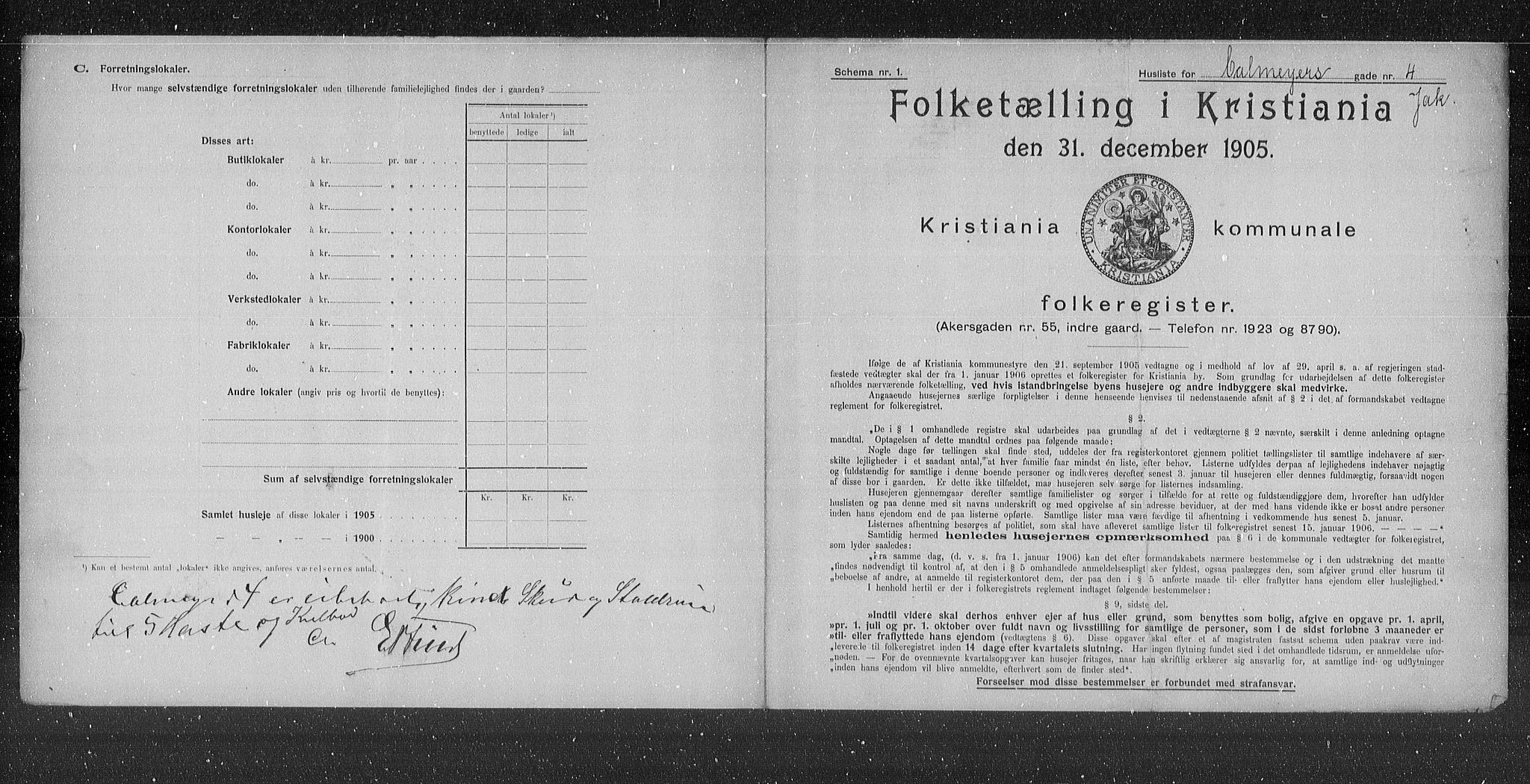 OBA, Municipal Census 1905 for Kristiania, 1905, p. 5938