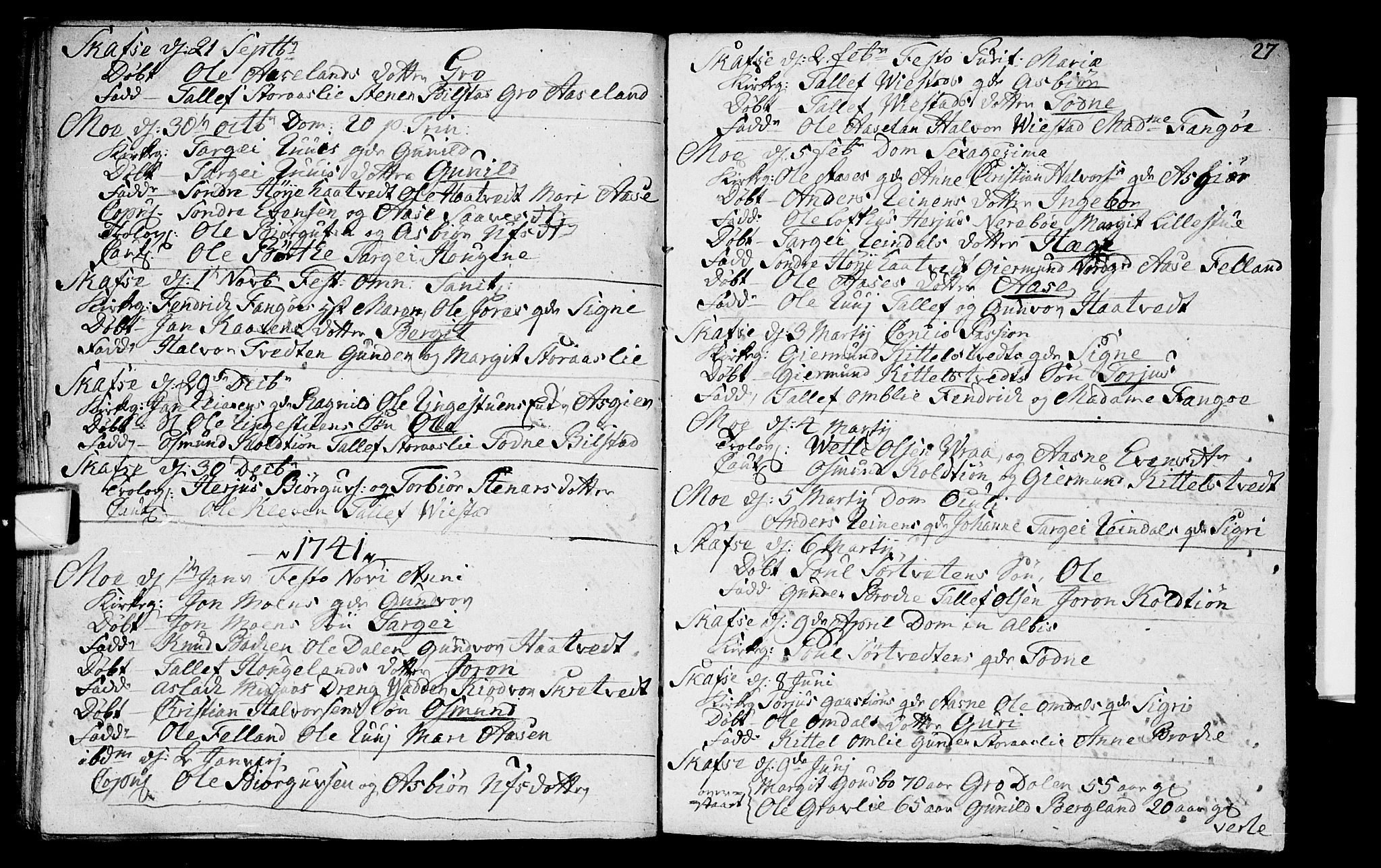 Mo kirkebøker, SAKO/A-286/F/Fa/L0001: Parish register (official) no. I 1, 1724-1748, p. 27