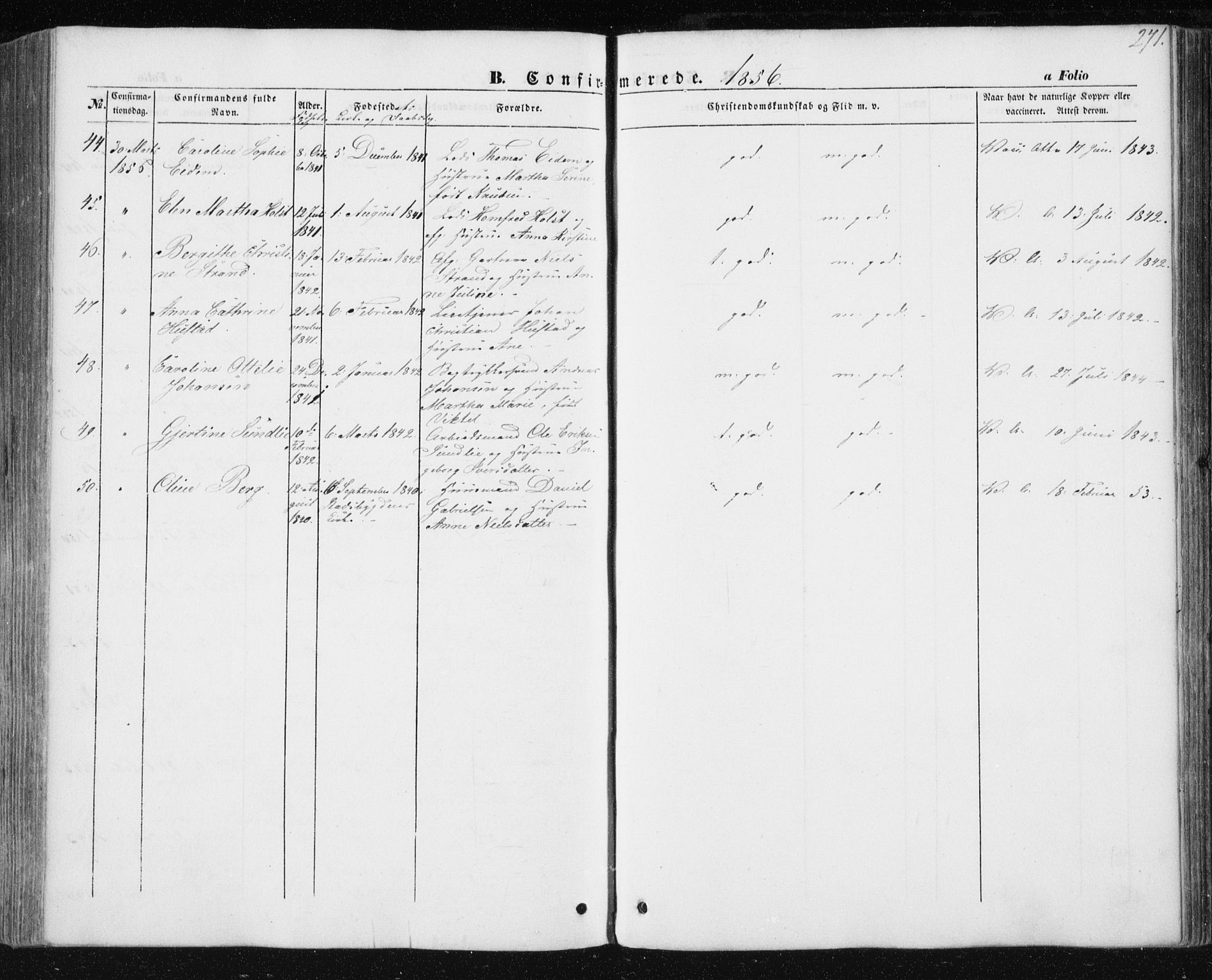 Ministerialprotokoller, klokkerbøker og fødselsregistre - Sør-Trøndelag, AV/SAT-A-1456/602/L0112: Parish register (official) no. 602A10, 1848-1859, p. 271