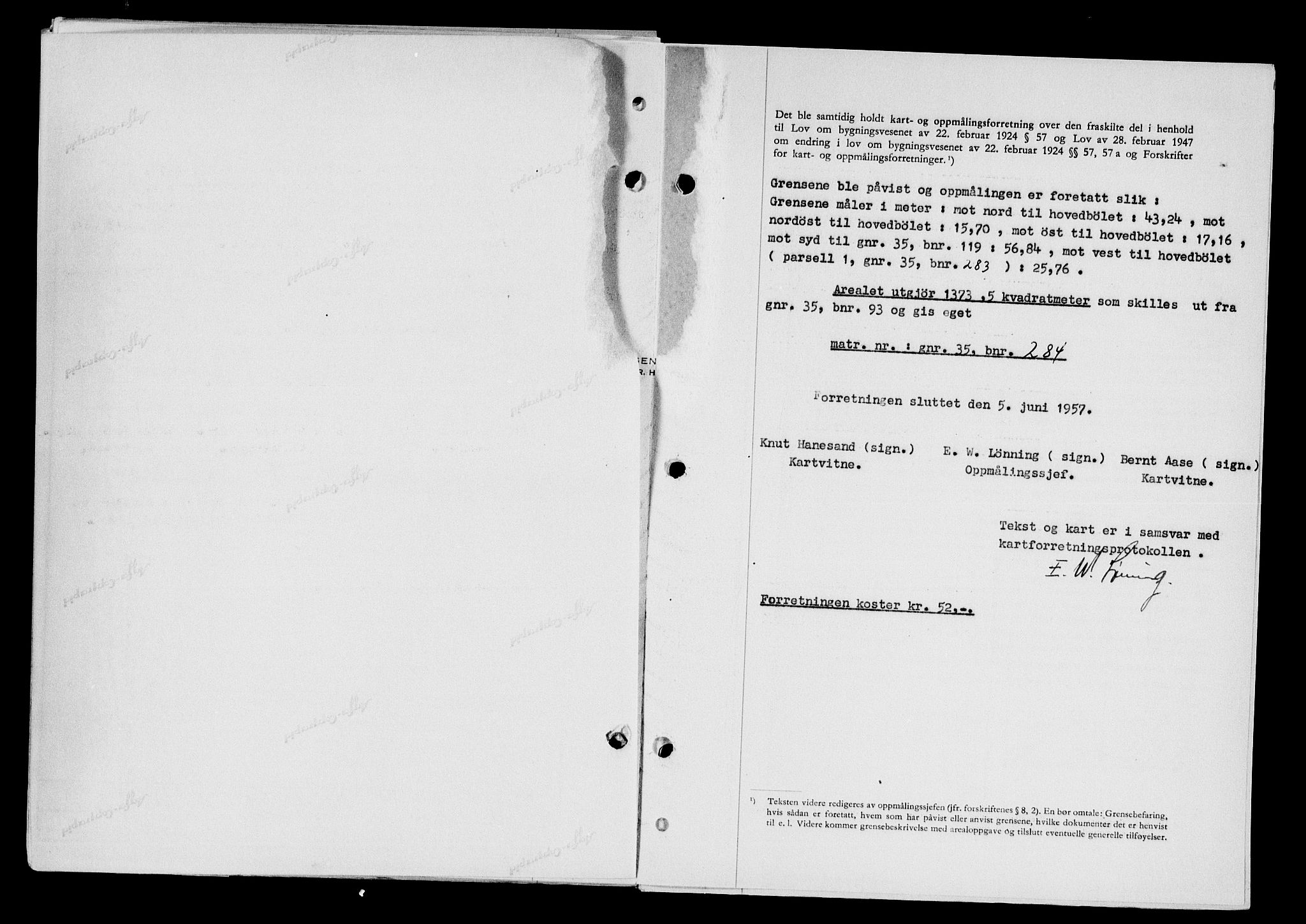 Karmsund sorenskriveri, SAST/A-100311/01/II/IIB/L0125: Mortgage book no. 105A, 1957-1957, Diary no: : 1834/1957