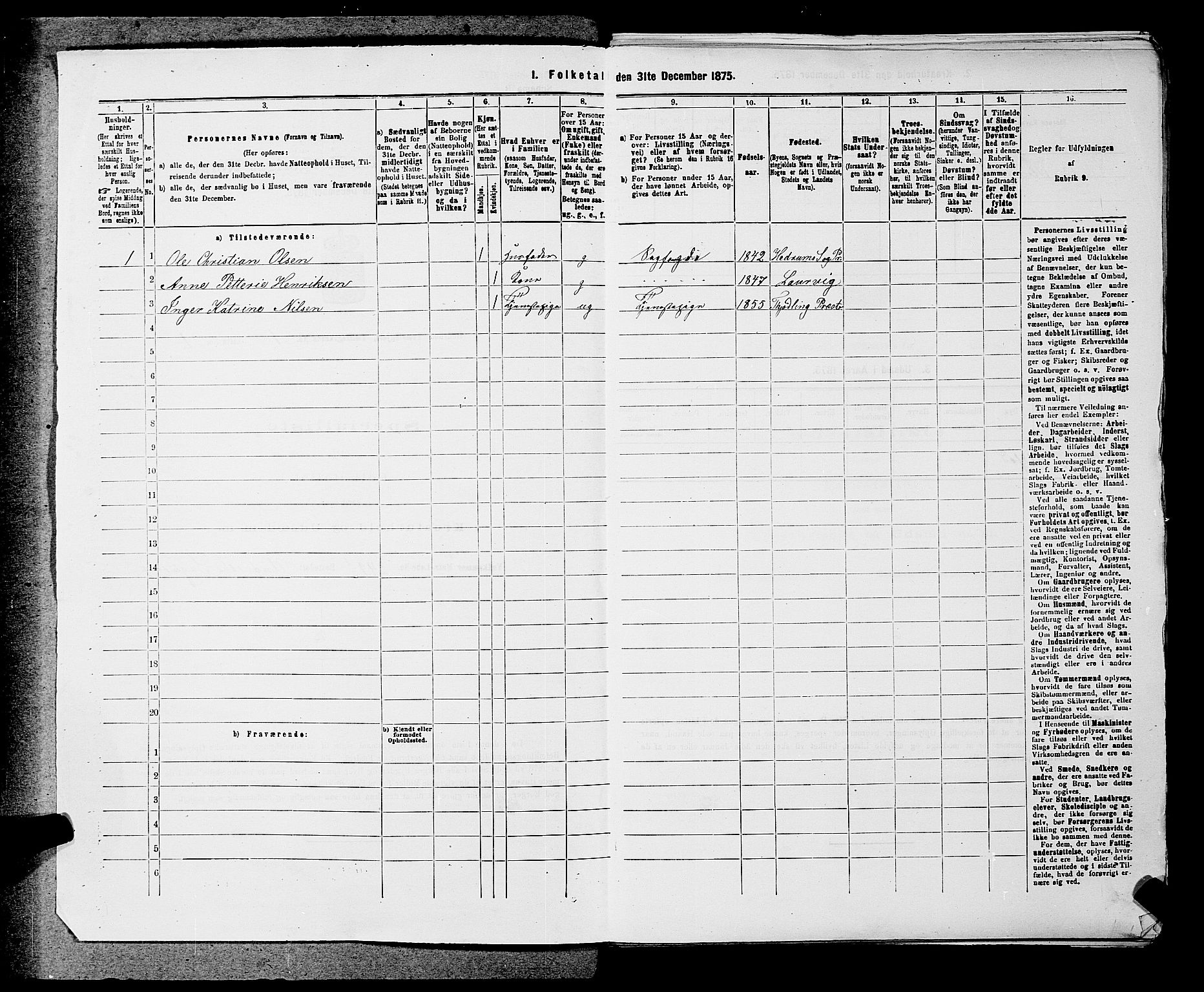 SAKO, 1875 census for 0727P Hedrum, 1875, p. 69