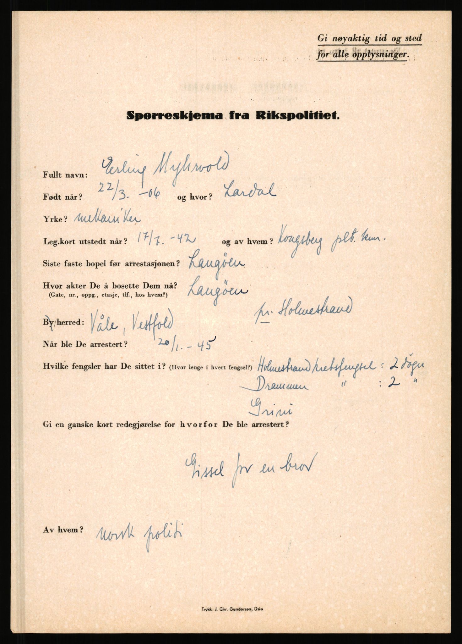 Rikspolitisjefen, AV/RA-S-1560/L/L0012: Mogensen, Øivind - Noraas, Lars, 1940-1945, p. 276