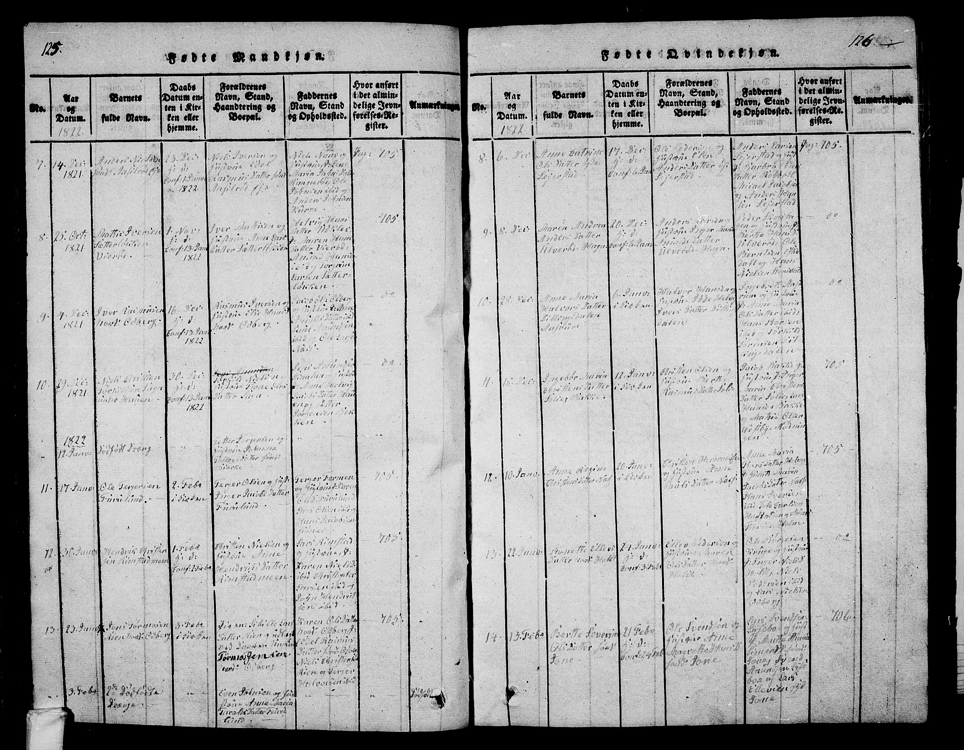 Hedrum kirkebøker, AV/SAKO-A-344/G/Ga/L0003: Parish register (copy) no. I 3, 1817-1835, p. 125-126