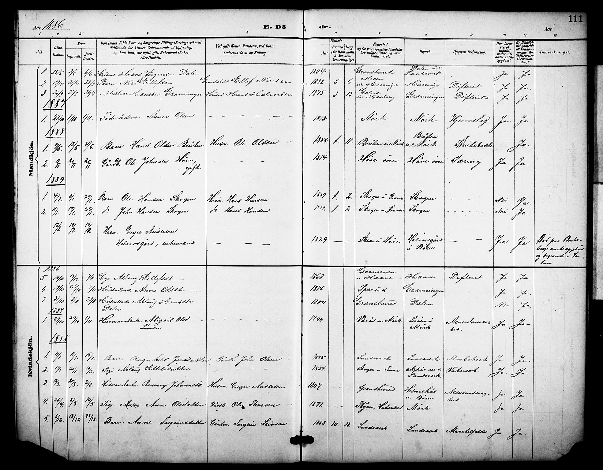 Heddal kirkebøker, AV/SAKO-A-268/F/Fb/L0001: Parish register (official) no. II 1, 1884-1910, p. 111