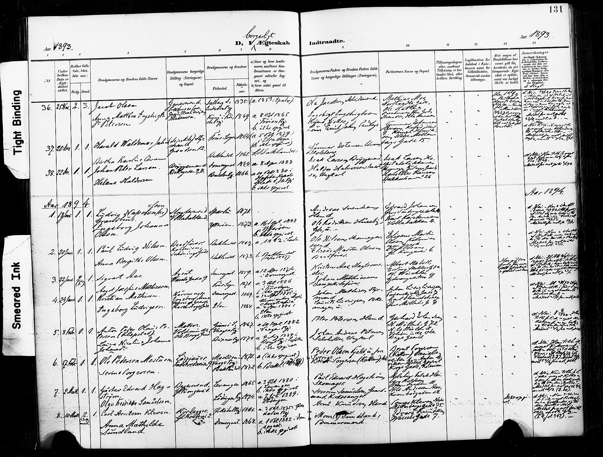 Ministerialprotokoller, klokkerbøker og fødselsregistre - Sør-Trøndelag, SAT/A-1456/604/L0198: Parish register (official) no. 604A19, 1893-1900, p. 131