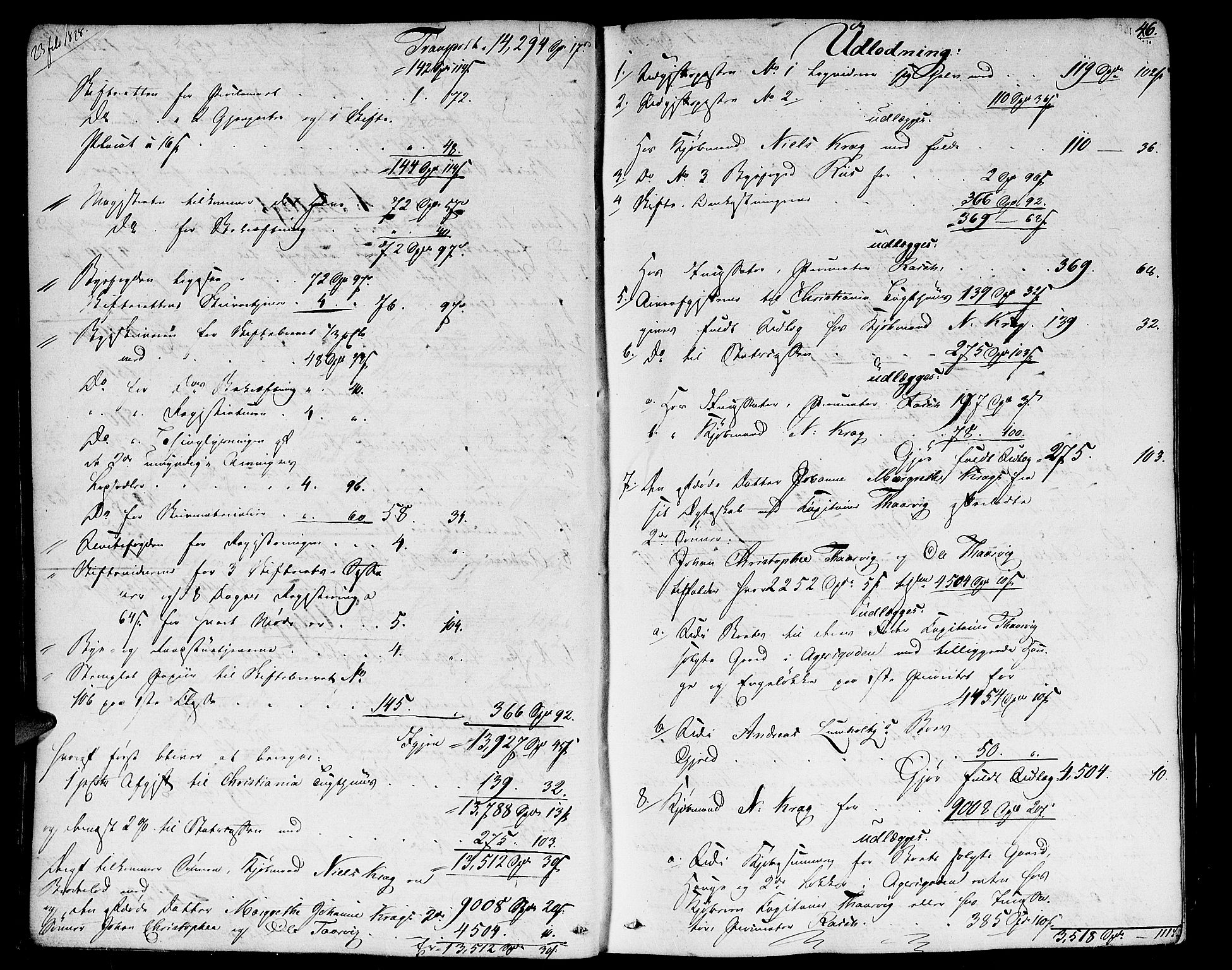 Oslo skifterett, AV/SAO-A-10383/H/Hd/Hda/L0001a: Skifteutlodningsprotokoll, 1827-1839, p. 45b-46a