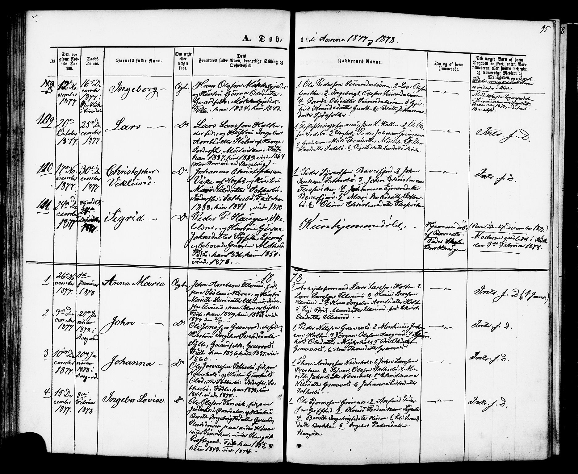 Ministerialprotokoller, klokkerbøker og fødselsregistre - Møre og Romsdal, AV/SAT-A-1454/592/L1027: Parish register (official) no. 592A05, 1865-1878, p. 95