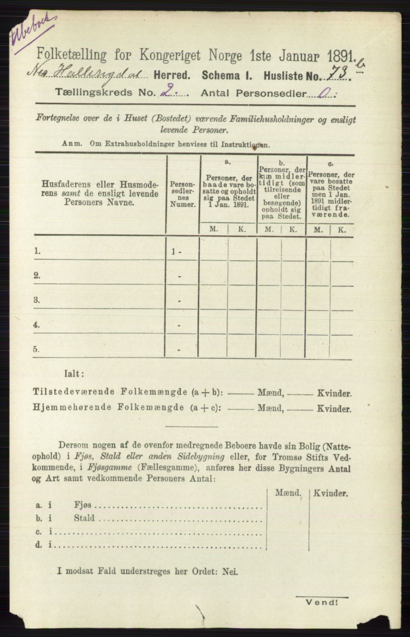 RA, 1891 census for 0616 Nes, 1891, p. 983