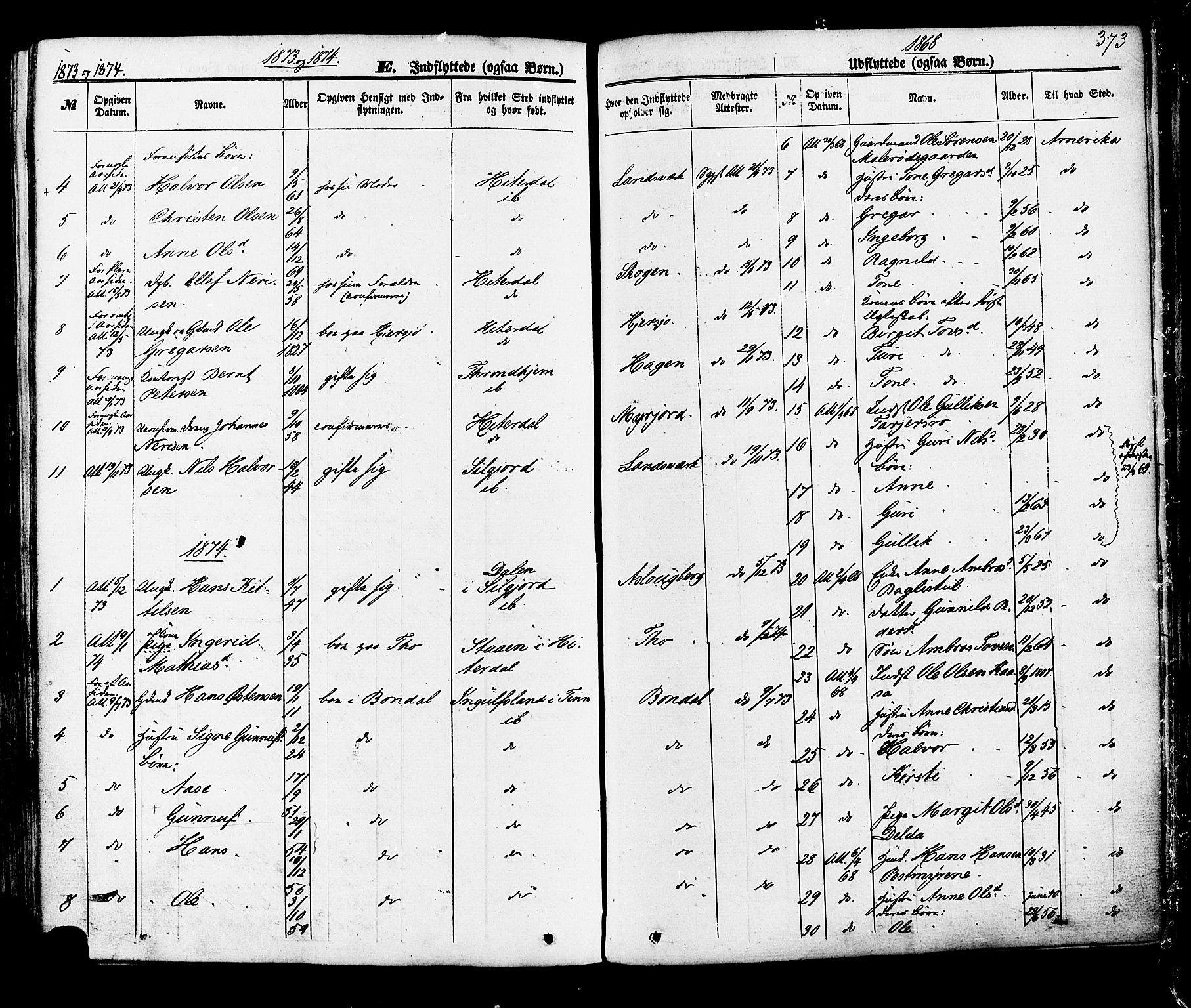 Hjartdal kirkebøker, SAKO/A-270/F/Fa/L0009: Parish register (official) no. I 9, 1860-1879, p. 373