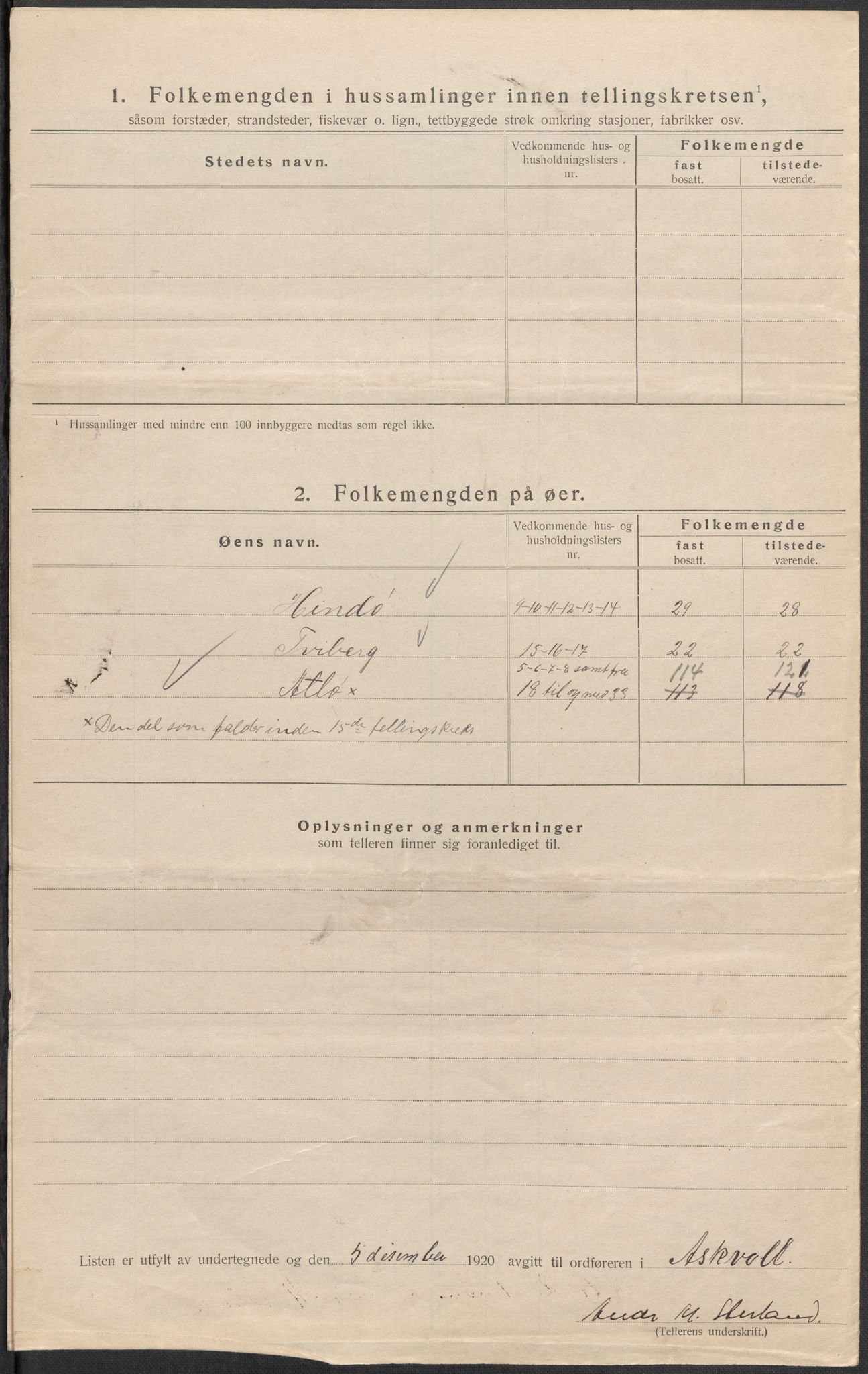 SAB, 1920 census for Askvoll, 1920, p. 58