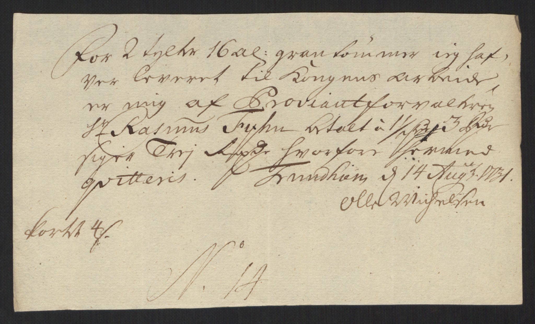 Rentekammeret inntil 1814, Reviderte regnskaper, Militære regnskaper, AV/RA-EA-4069/Rd/L0649: Trondheim festningsregnskaper, 1731