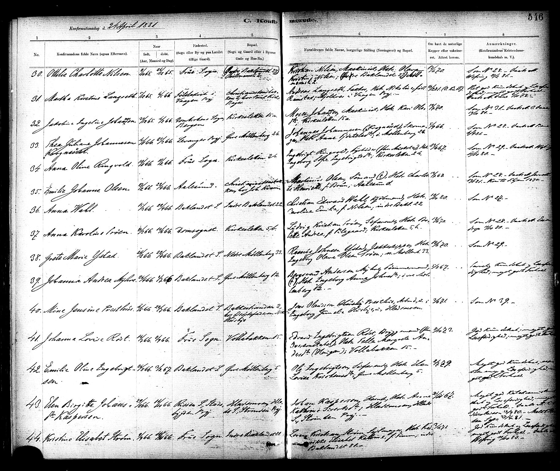 Ministerialprotokoller, klokkerbøker og fødselsregistre - Sør-Trøndelag, SAT/A-1456/604/L0188: Parish register (official) no. 604A09, 1878-1892, p. 546