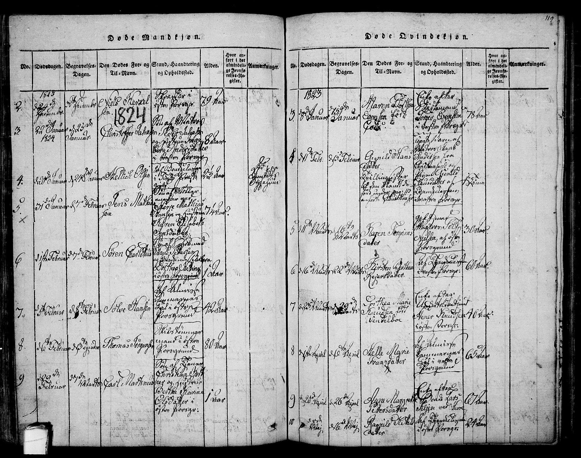 Porsgrunn kirkebøker , SAKO/A-104/F/Fa/L0004: Parish register (official) no. 4, 1814-1828, p. 119