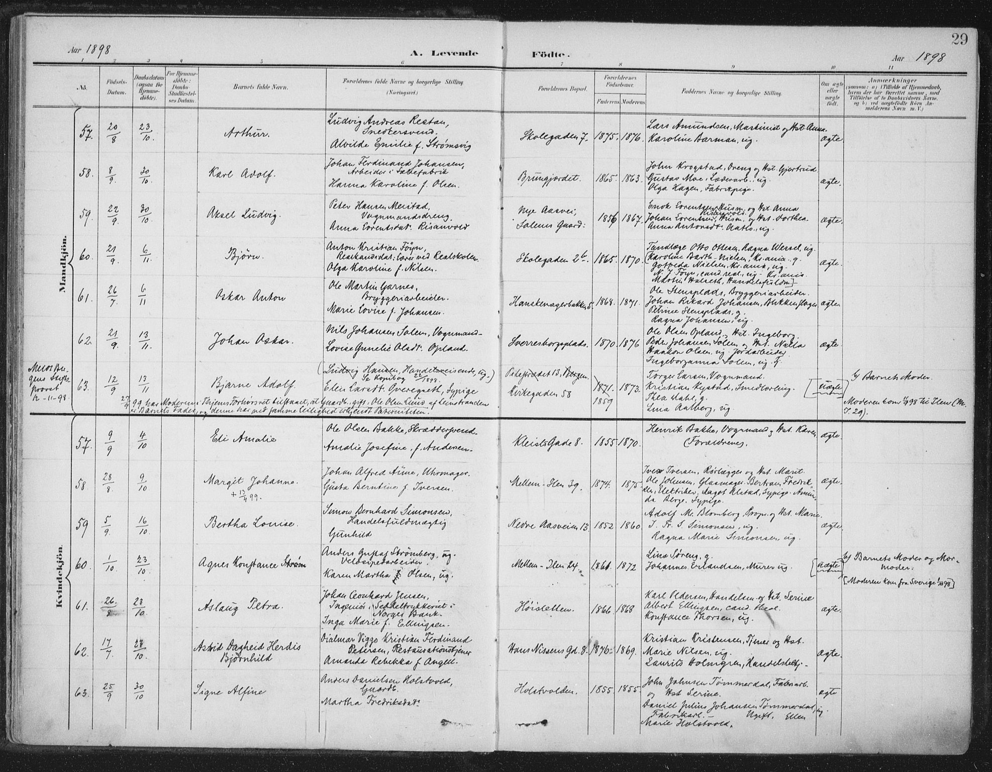 Ministerialprotokoller, klokkerbøker og fødselsregistre - Sør-Trøndelag, AV/SAT-A-1456/603/L0167: Parish register (official) no. 603A06, 1896-1932, p. 29