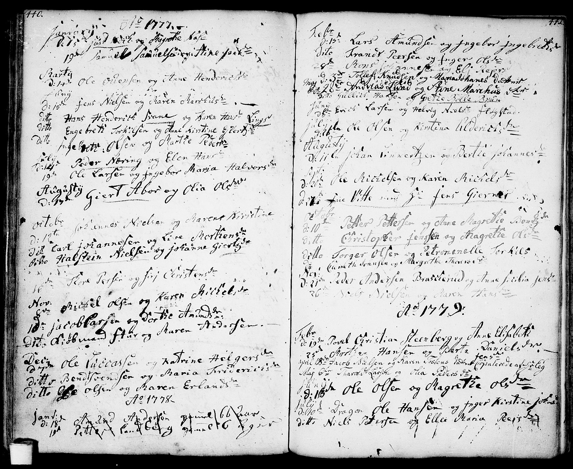Moss prestekontor Kirkebøker, SAO/A-2003/F/Fa/L0002: Parish register (official) no. I 2, 1753-1779, p. 440-441