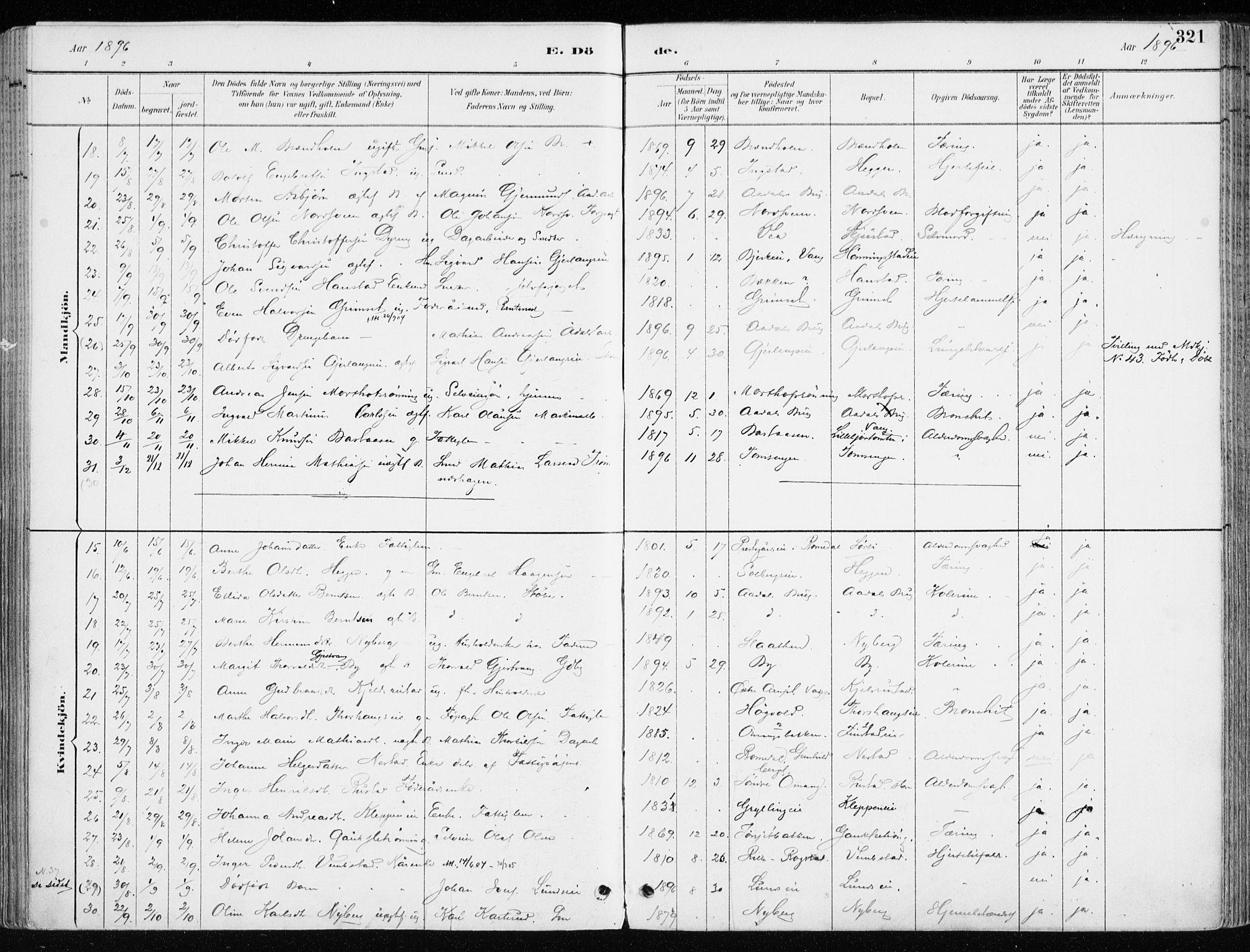 Løten prestekontor, AV/SAH-PREST-022/K/Ka/L0010: Parish register (official) no. 10, 1892-1907, p. 321