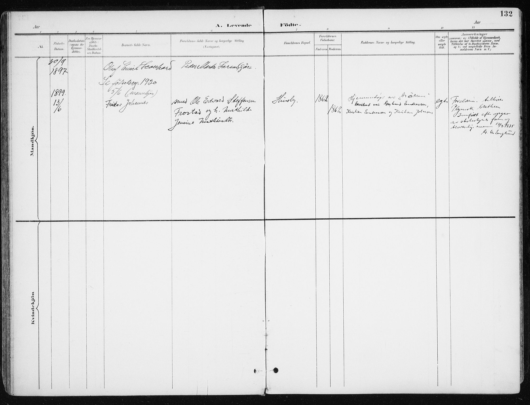 Kvæfjord sokneprestkontor, SATØ/S-1323/G/Ga/Gaa/L0006kirke: Parish register (official) no. 6, 1895-1914, p. 132