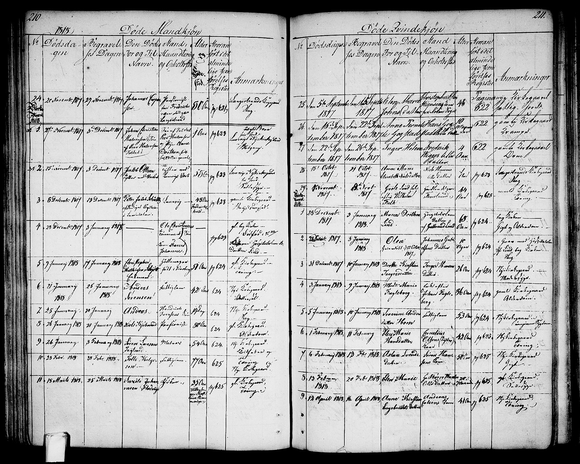 Larvik kirkebøker, SAKO/A-352/G/Ga/L0002: Parish register (copy) no. I 2, 1807-1830, p. 210-211