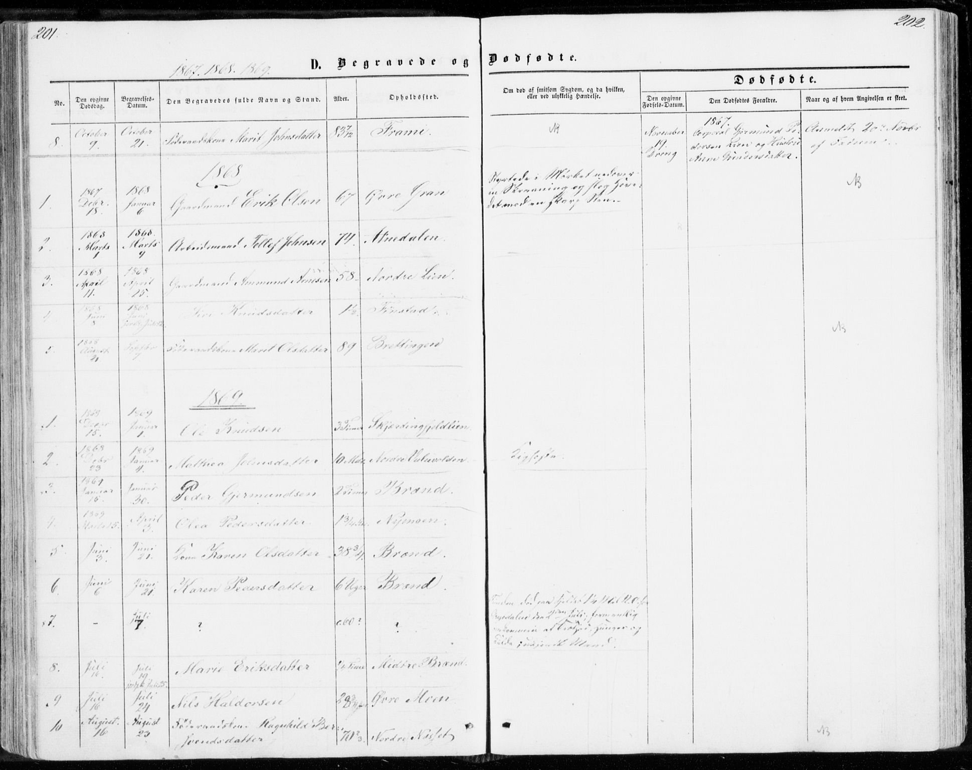 Sollia prestekontor, SAH/PREST-050/H/Ha/Haa/L0001: Parish register (official) no. 1, 1856-1885, p. 201-202