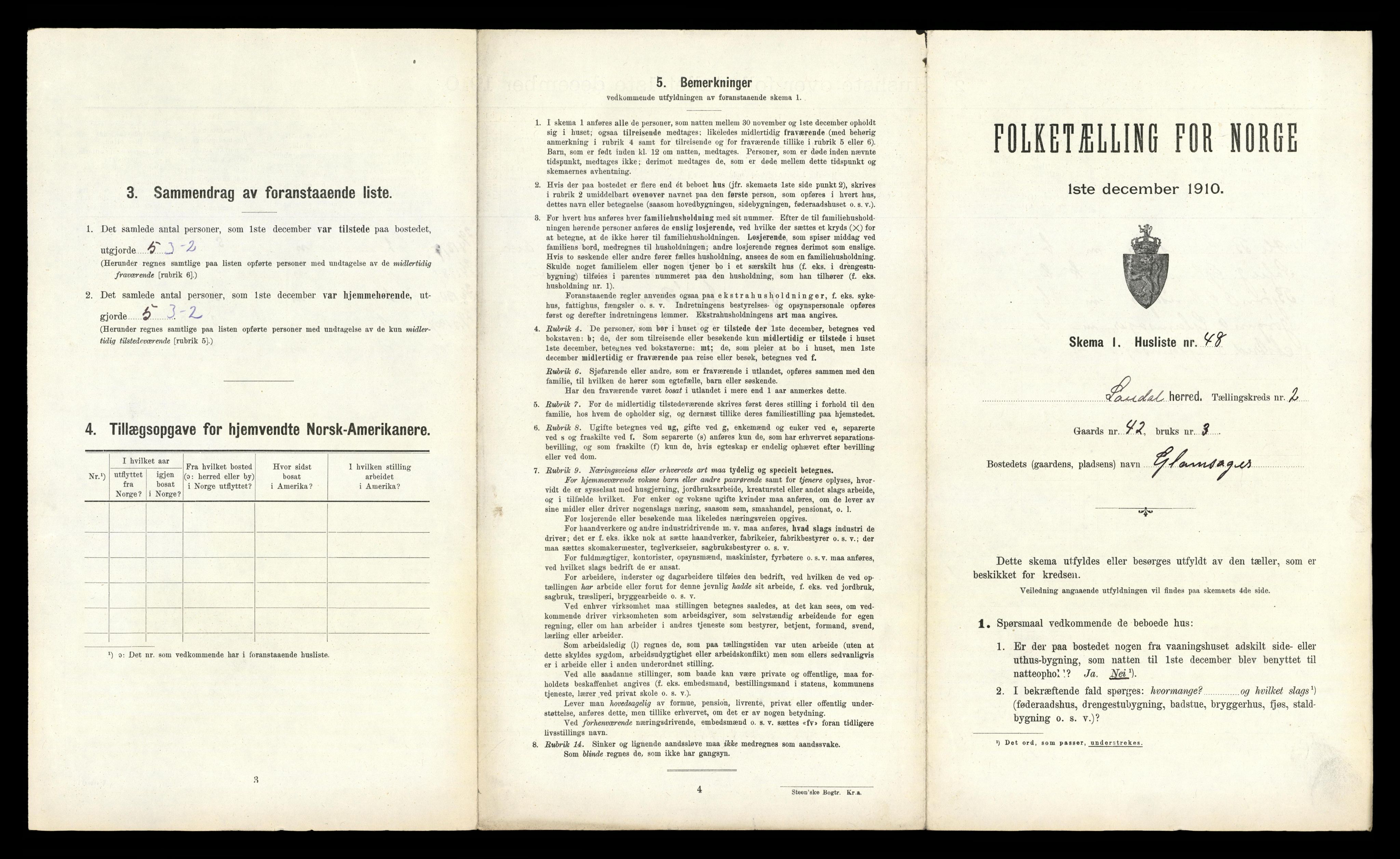 RA, 1910 census for Laudal, 1910, p. 231