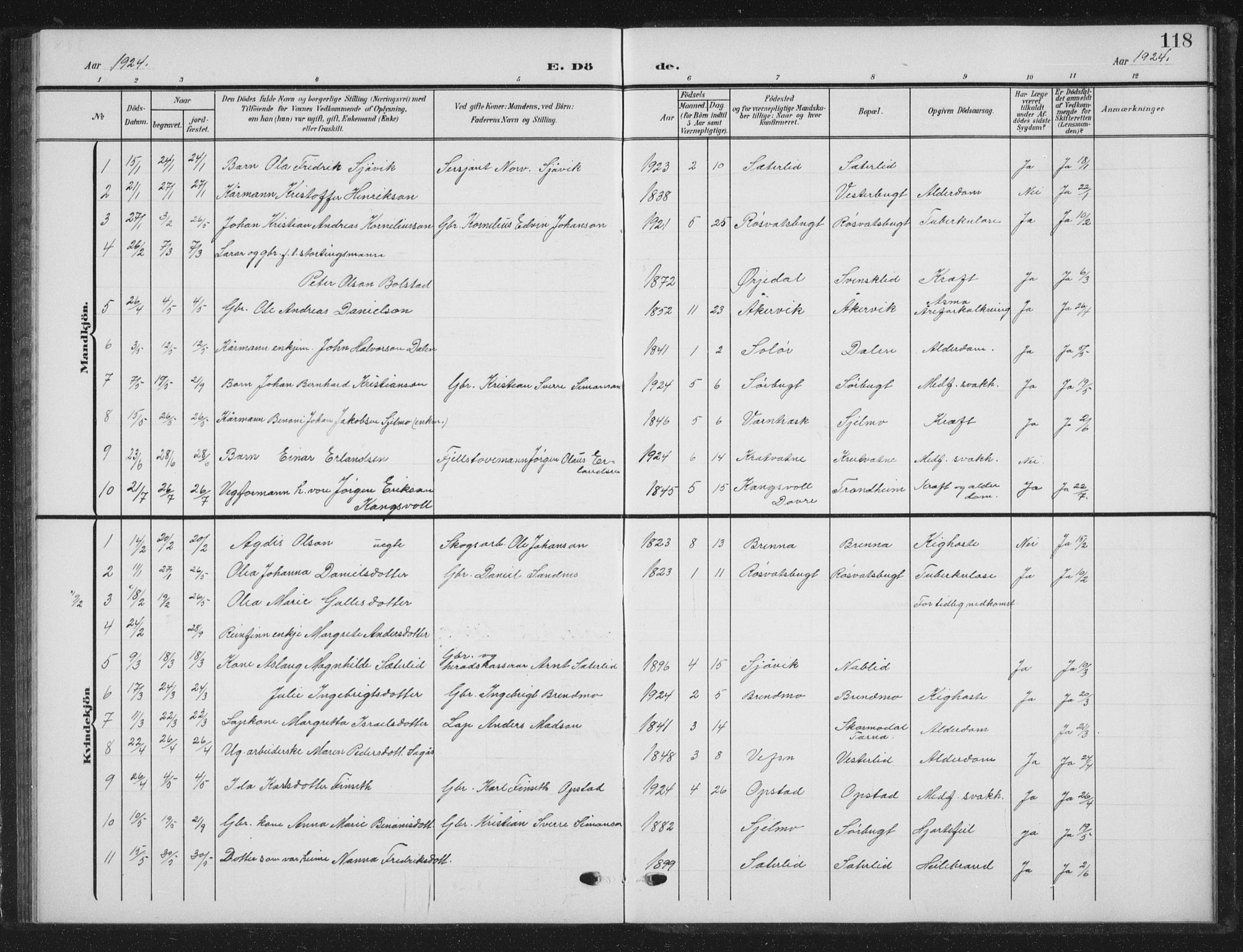 Ministerialprotokoller, klokkerbøker og fødselsregistre - Nordland, AV/SAT-A-1459/823/L0331: Parish register (copy) no. 823C03, 1905-1934, p. 118