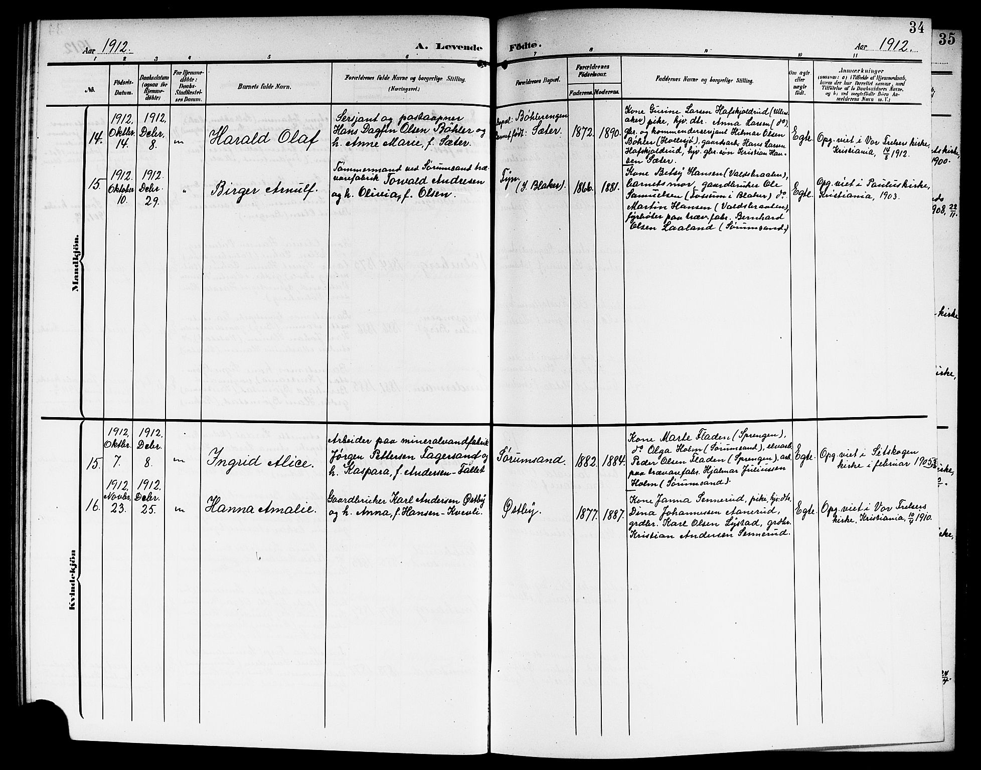 Sørum prestekontor Kirkebøker, SAO/A-10303/G/Ga/L0007: Parish register (copy) no. I 7, 1907-1917, p. 34