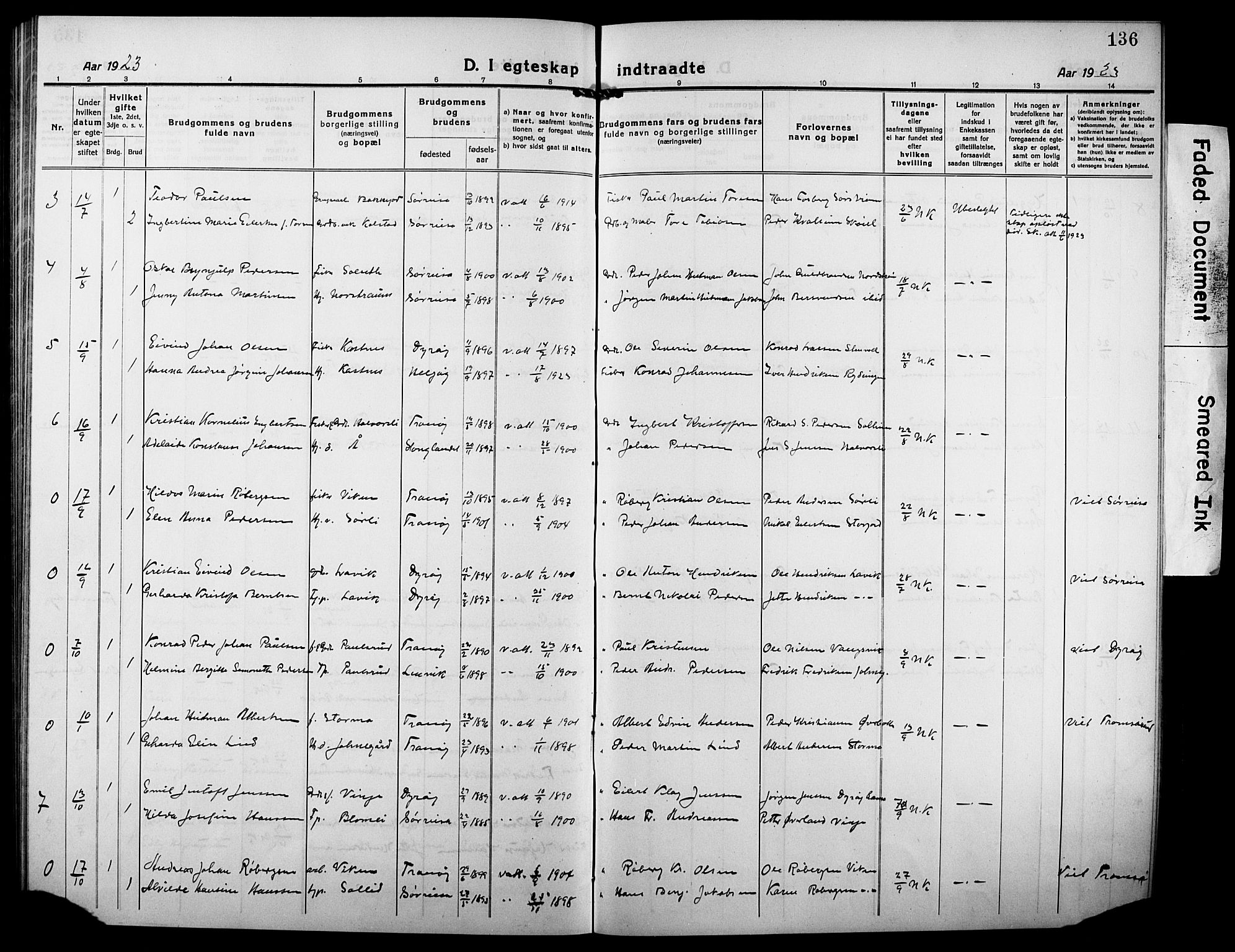 Tranøy sokneprestkontor, AV/SATØ-S-1313/I/Ia/Iab/L0006klokker: Parish register (copy) no. 6, 1919-1932, p. 136