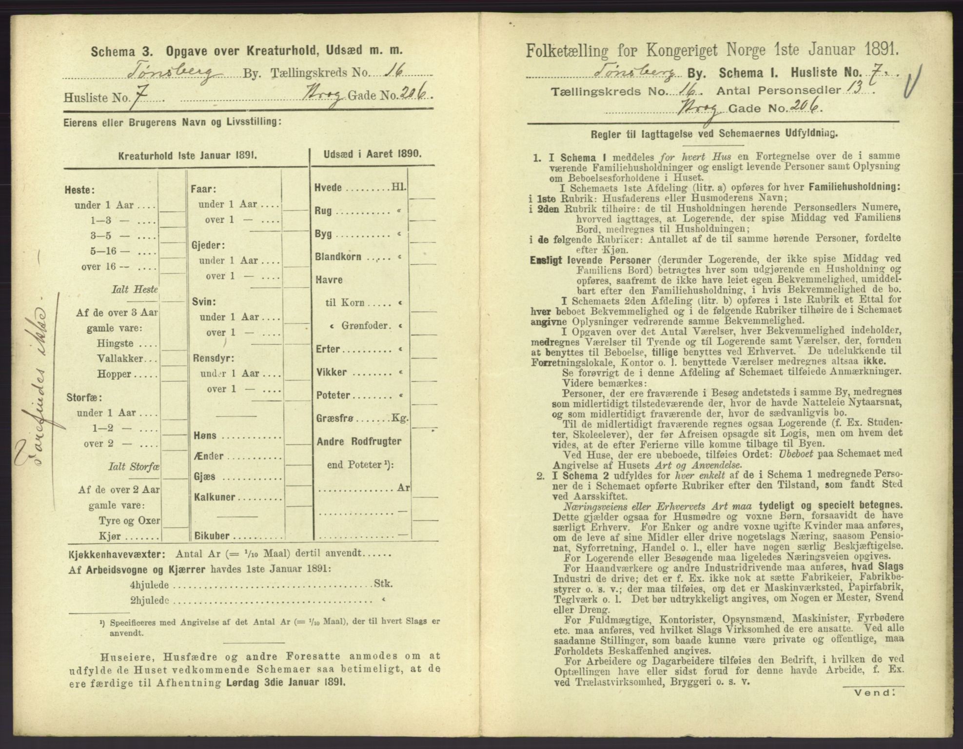 RA, 1891 census for 0705 Tønsberg, 1891, p. 586