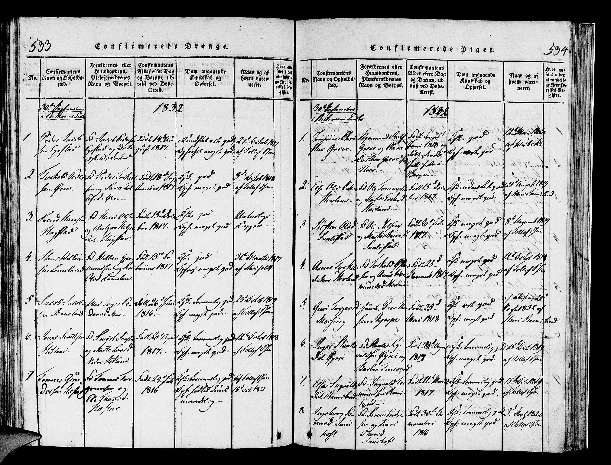 Helleland sokneprestkontor, SAST/A-101810: Parish register (official) no. A 4, 1815-1834, p. 533-534