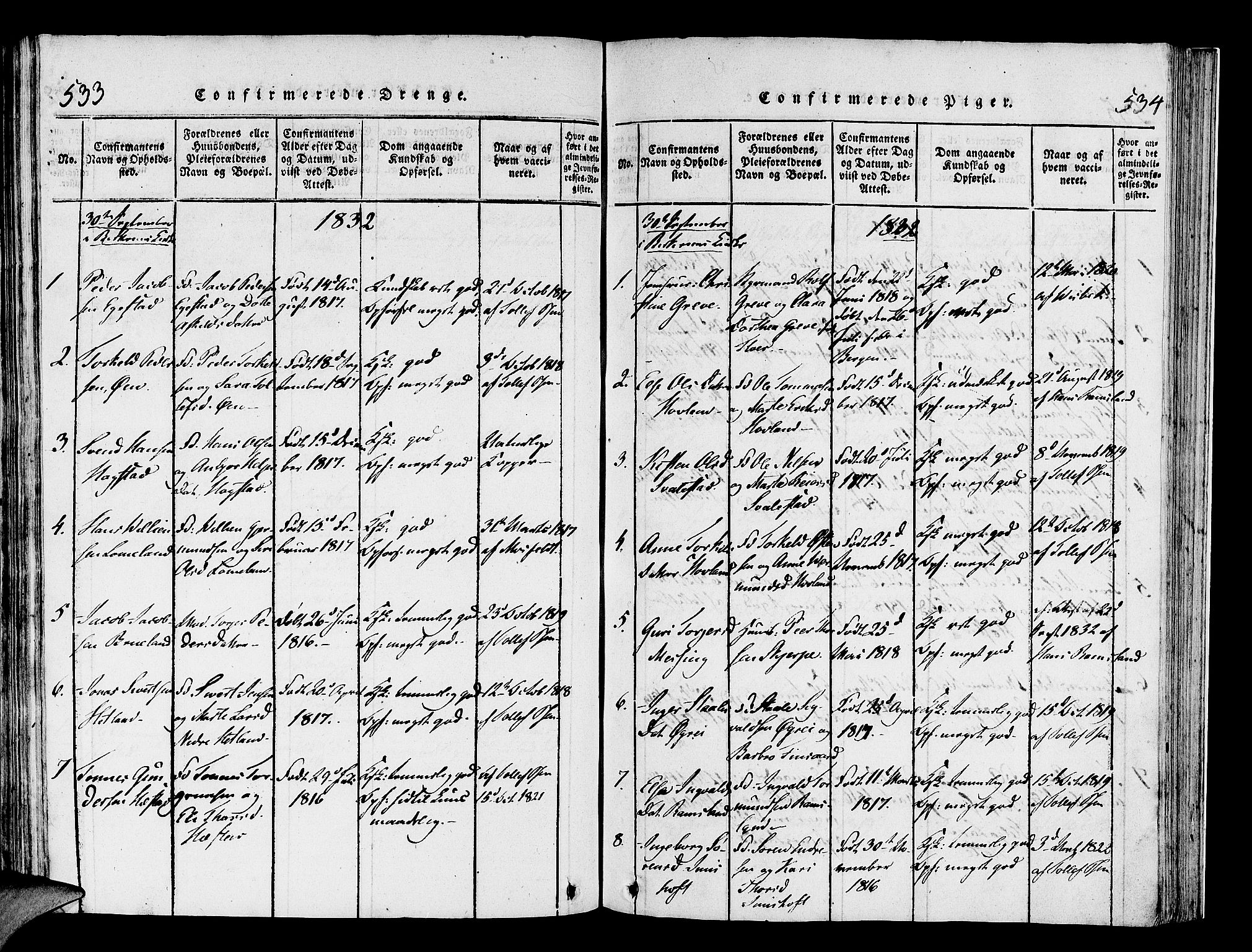 Helleland sokneprestkontor, AV/SAST-A-101810: Parish register (official) no. A 4, 1815-1834, p. 533-534