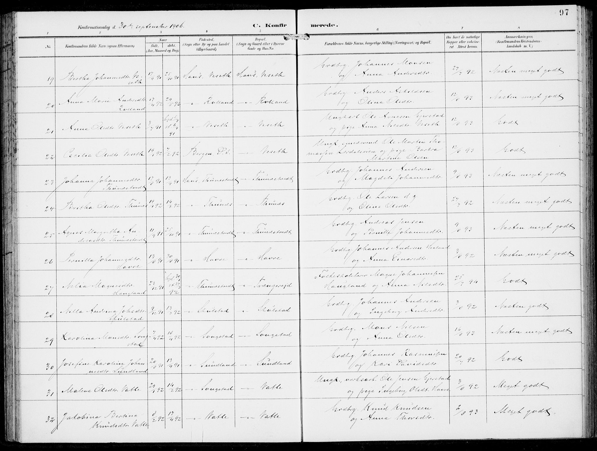 Haus sokneprestembete, AV/SAB-A-75601/H/Haa: Parish register (official) no. B  2, 1899-1912, p. 97