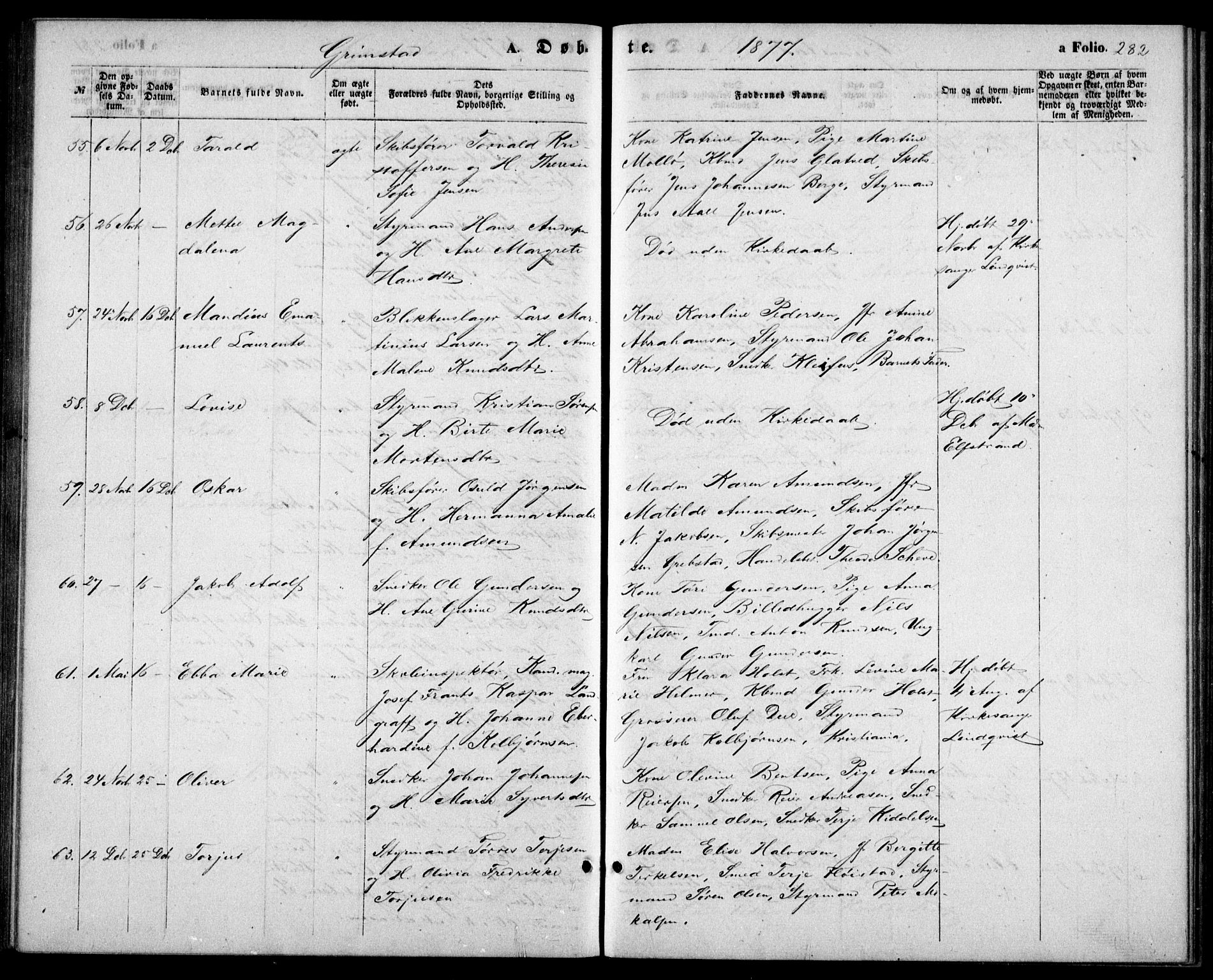 Fjære sokneprestkontor, AV/SAK-1111-0011/F/Fb/L0009: Parish register (copy) no. B 9, 1867-1870, p. 282