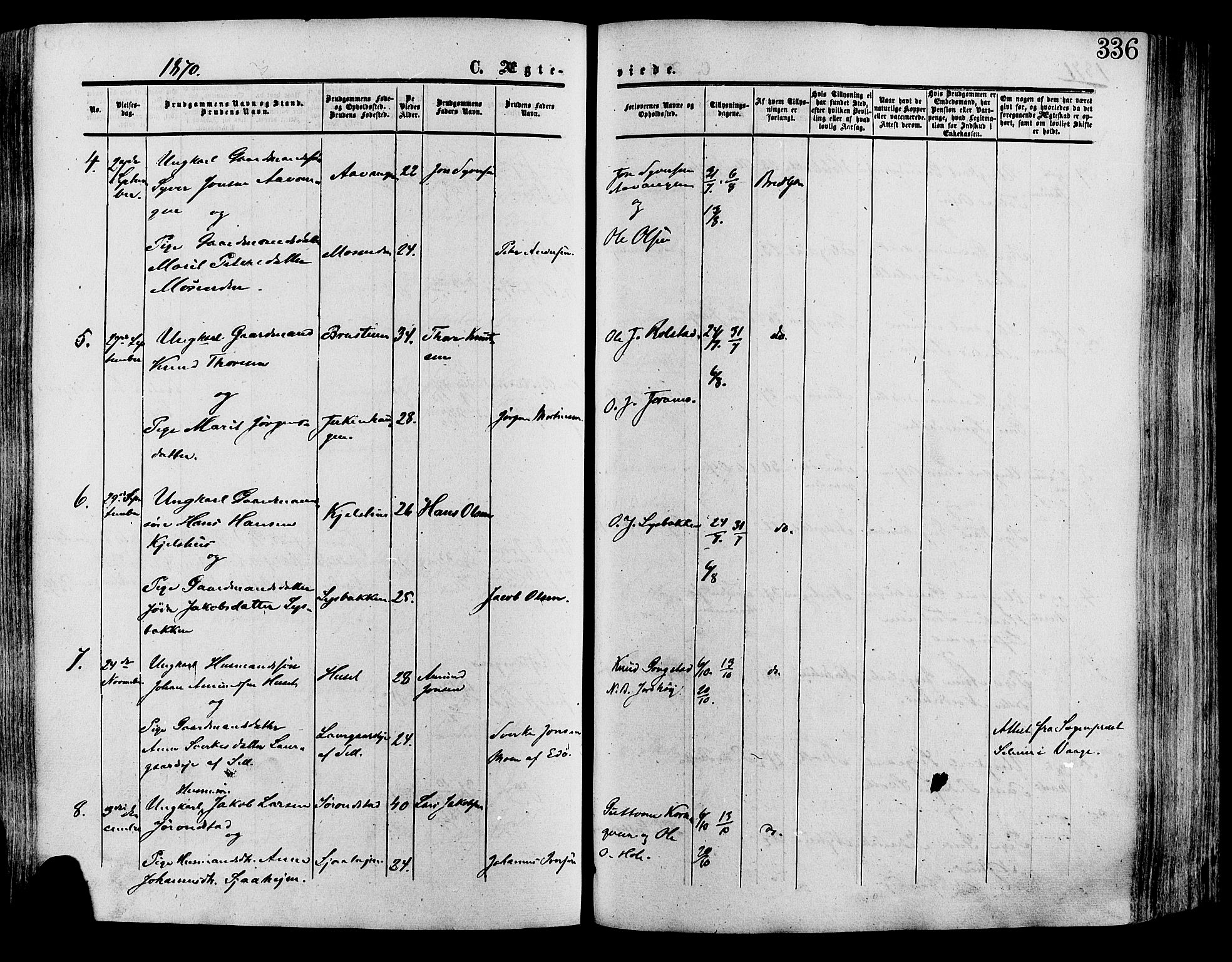 Lesja prestekontor, SAH/PREST-068/H/Ha/Haa/L0008: Parish register (official) no. 8, 1854-1880, p. 336