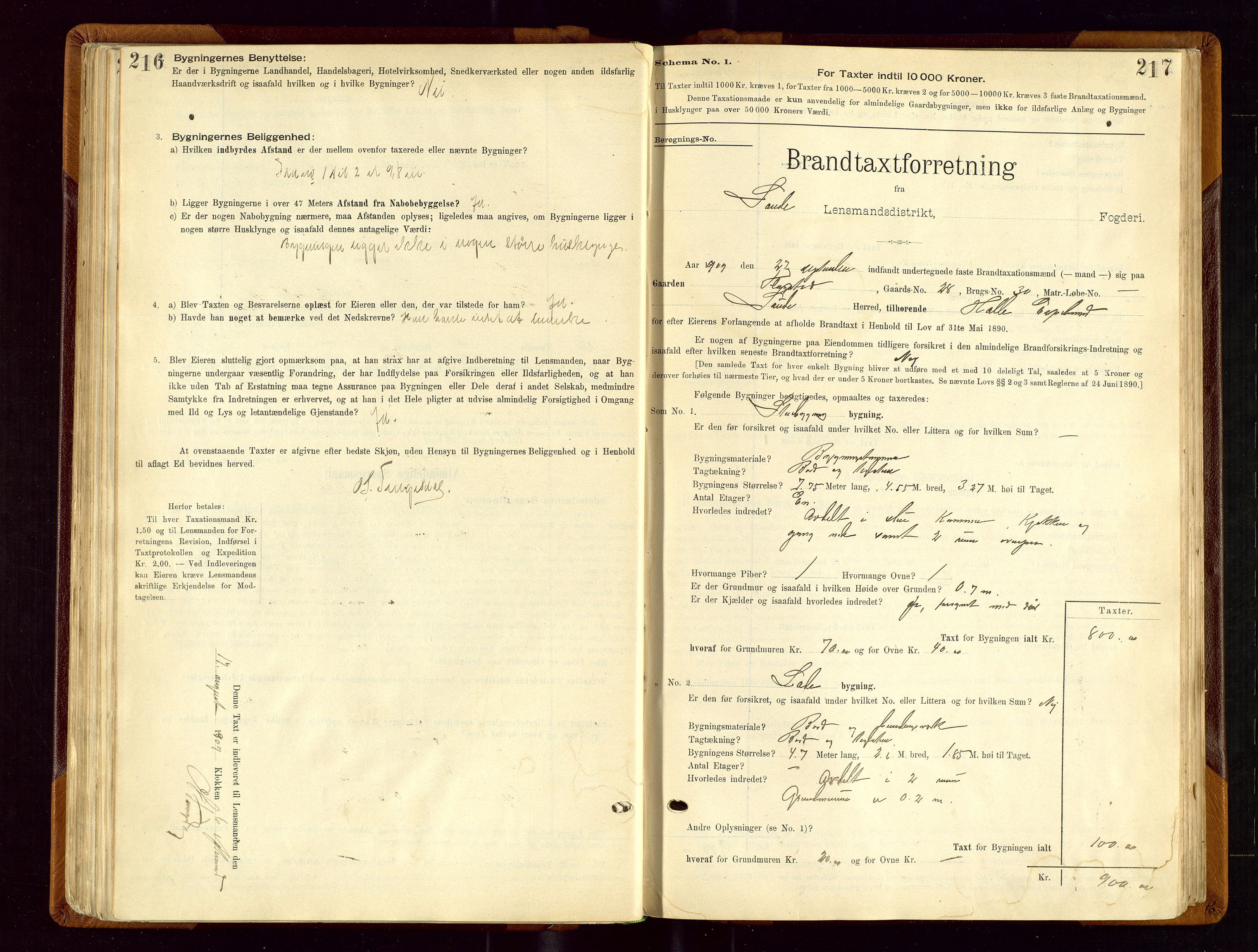 Sauda lensmannskontor, AV/SAST-A-100177/Gob/L0001: Branntakstprotokoll - skjematakst, 1894-1914, p. 216-217