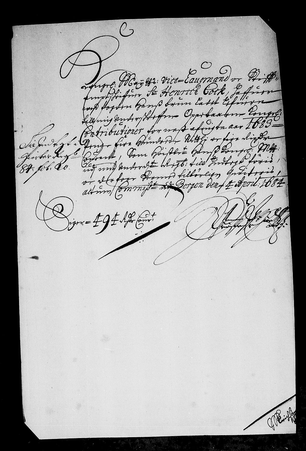 Rentekammeret inntil 1814, Reviderte regnskaper, Stiftamtstueregnskaper, Bergen stiftamt, RA/EA-6043/R/Rc/L0071: Bergen stiftamt, 1683